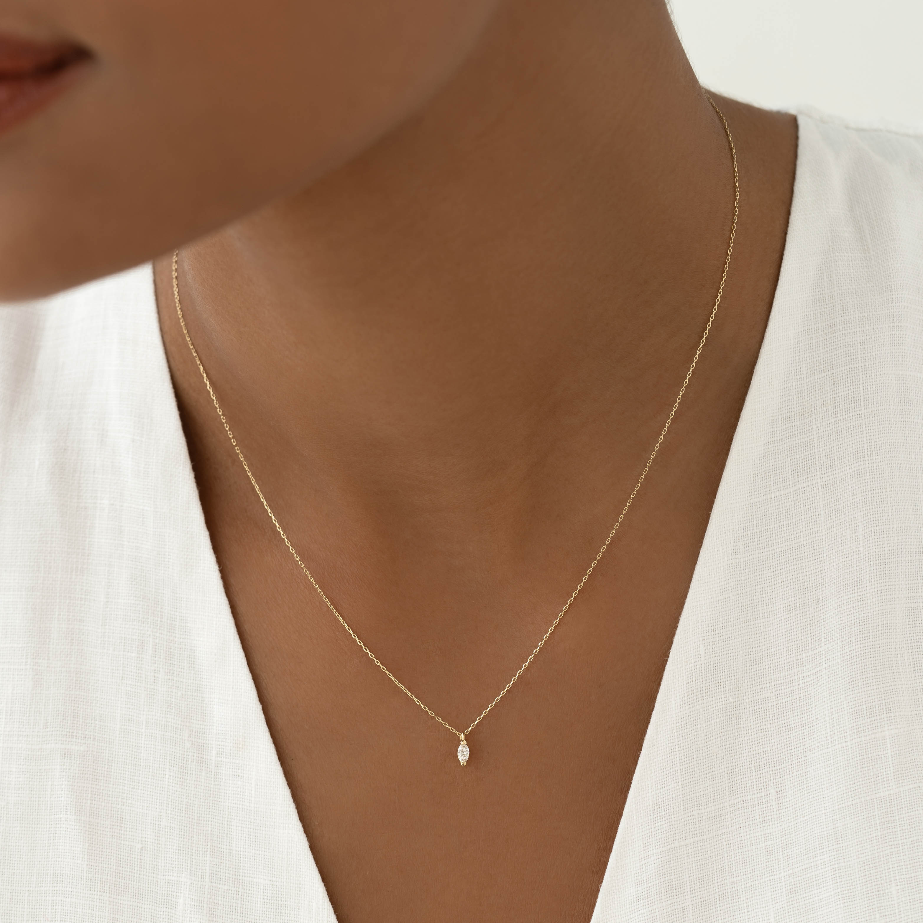 14K Gold Aletta Marquise Diamond Necklace