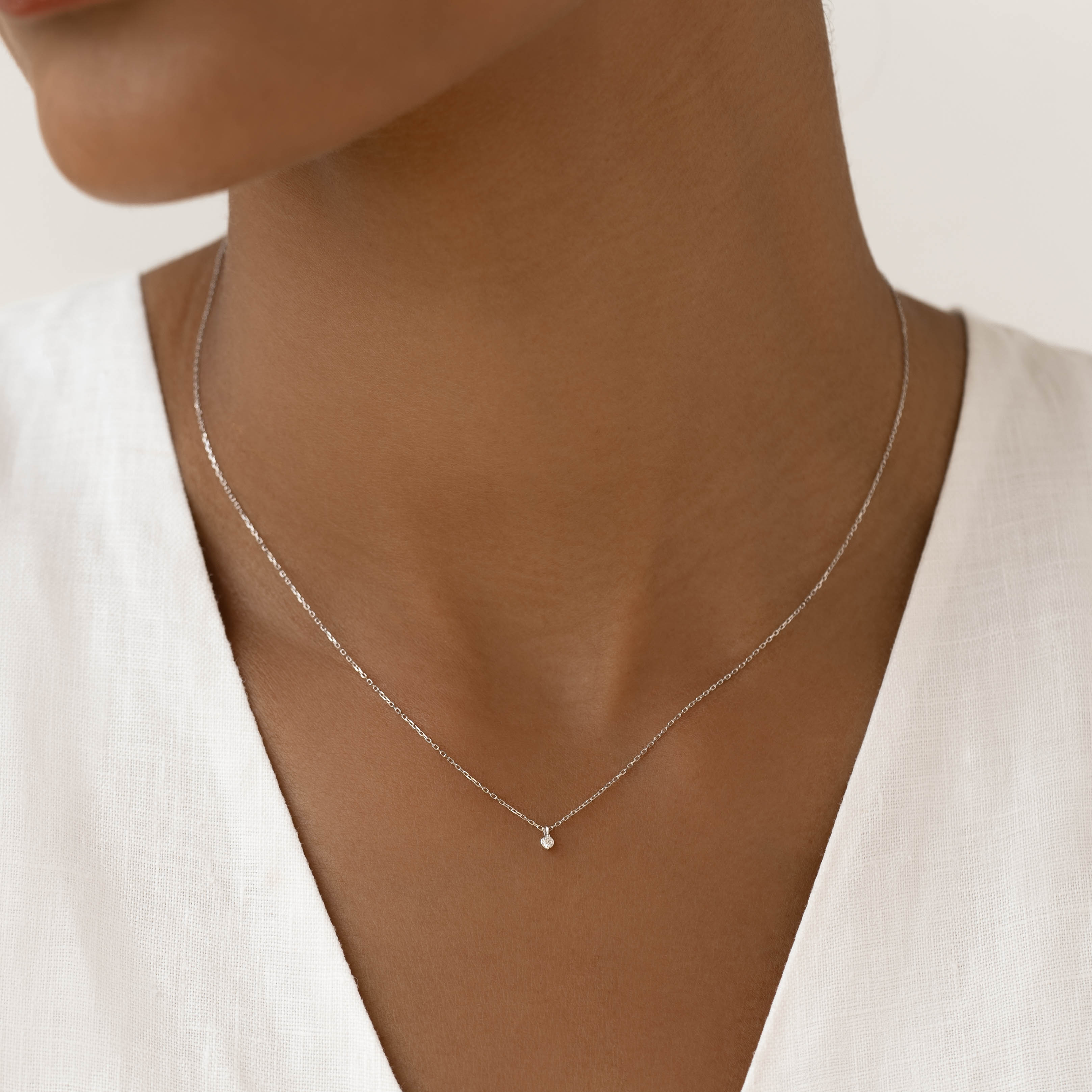 14K White Gold Lab Diamond Athena Pendant Necklace