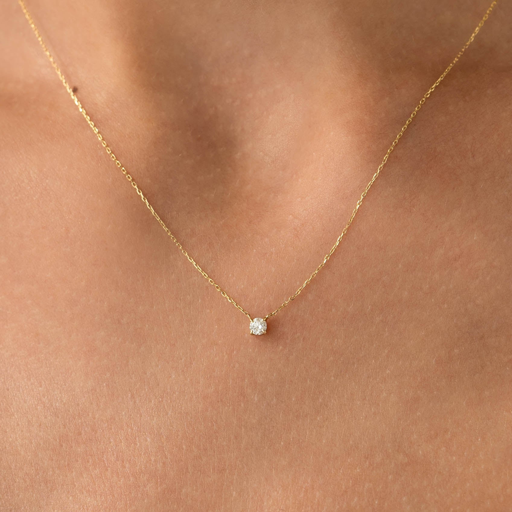 14K Gold Aerial Sparkle Floating Diamond Necklace