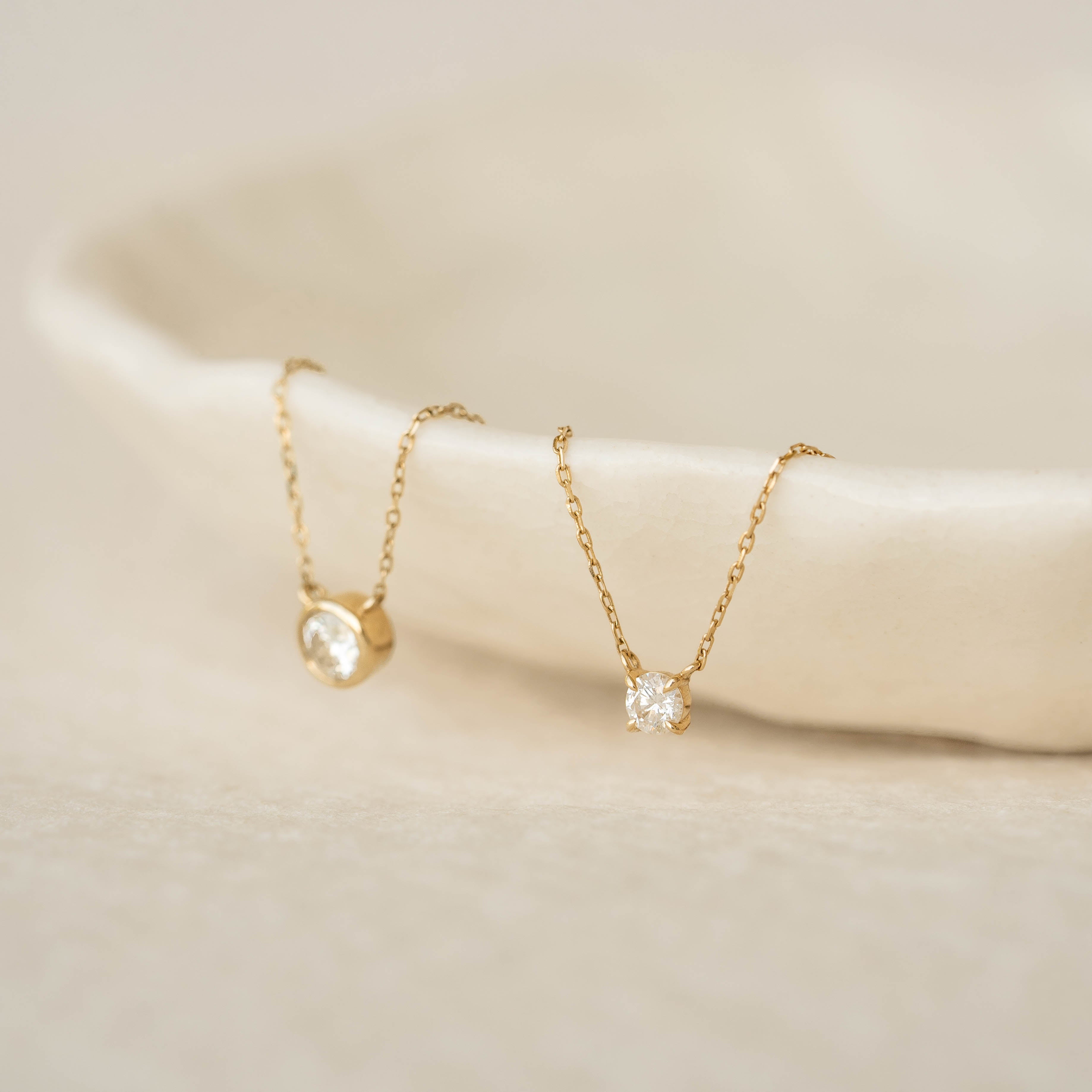 14K Gold Aerial Sparkle Floating Diamond Necklace