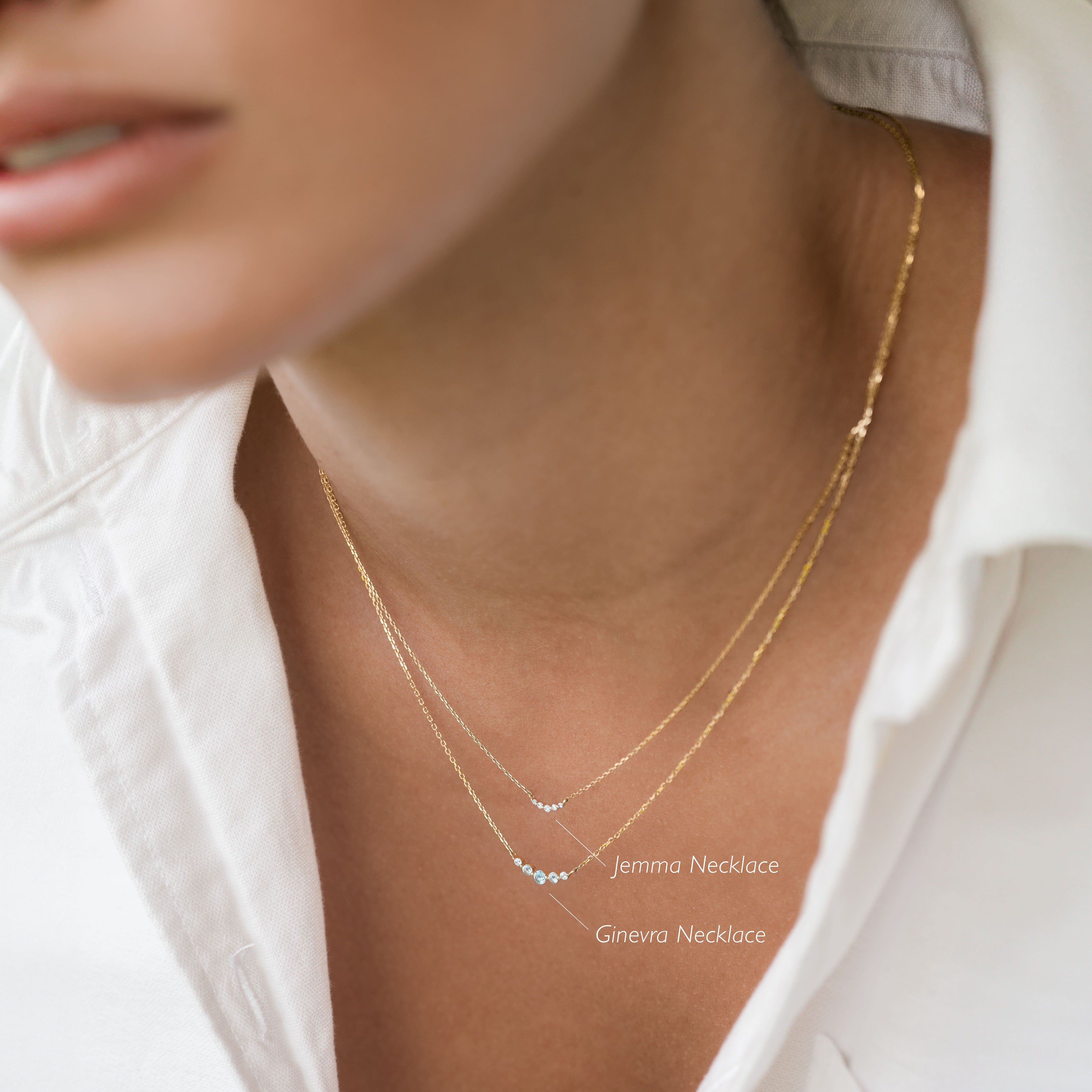 14K Gold Ginevra Graduated Gemstone Necklace