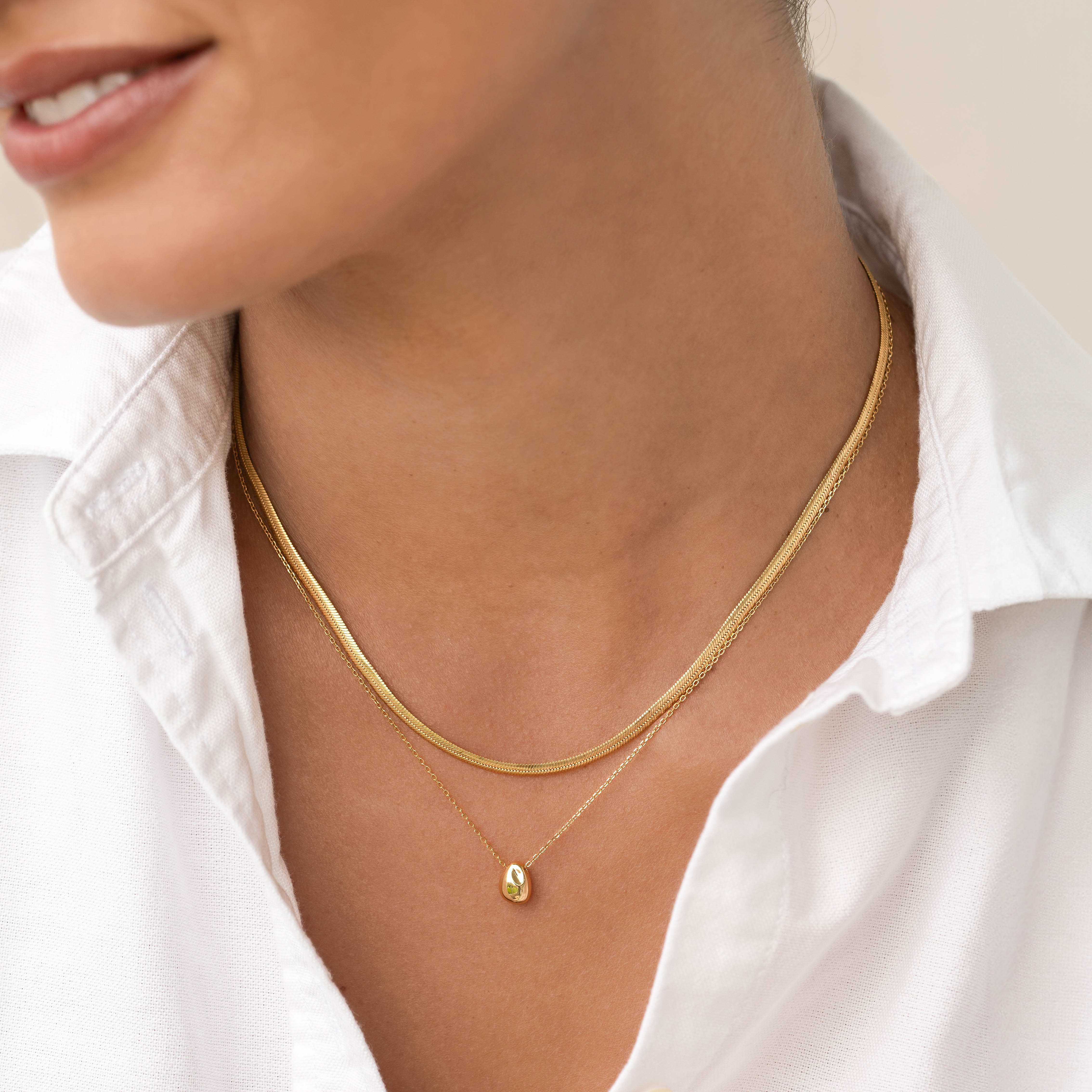 14K Gold Vermeil Sculptural Bean Pendant Necklace