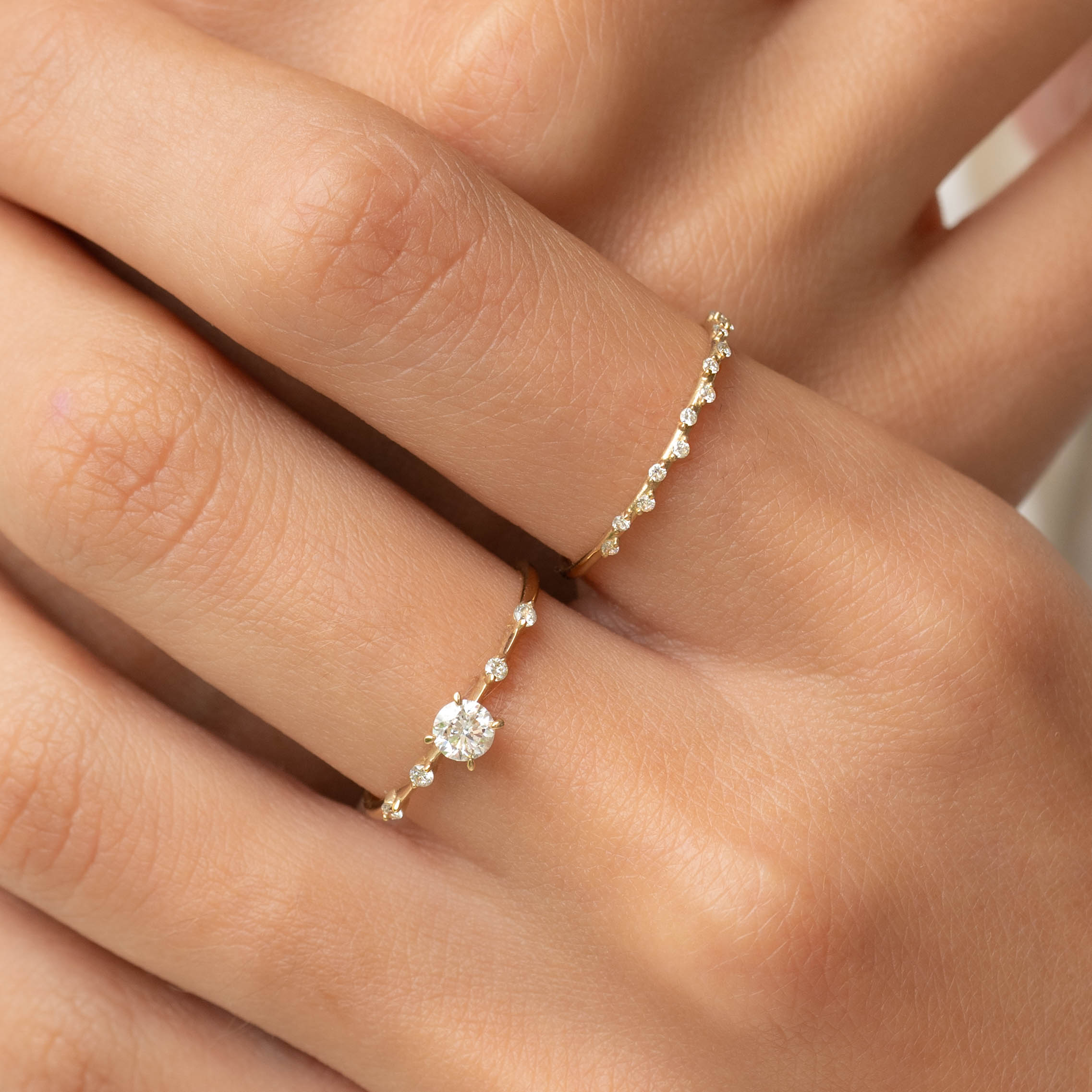 14K Gold Round Diamond Accent Band Ring