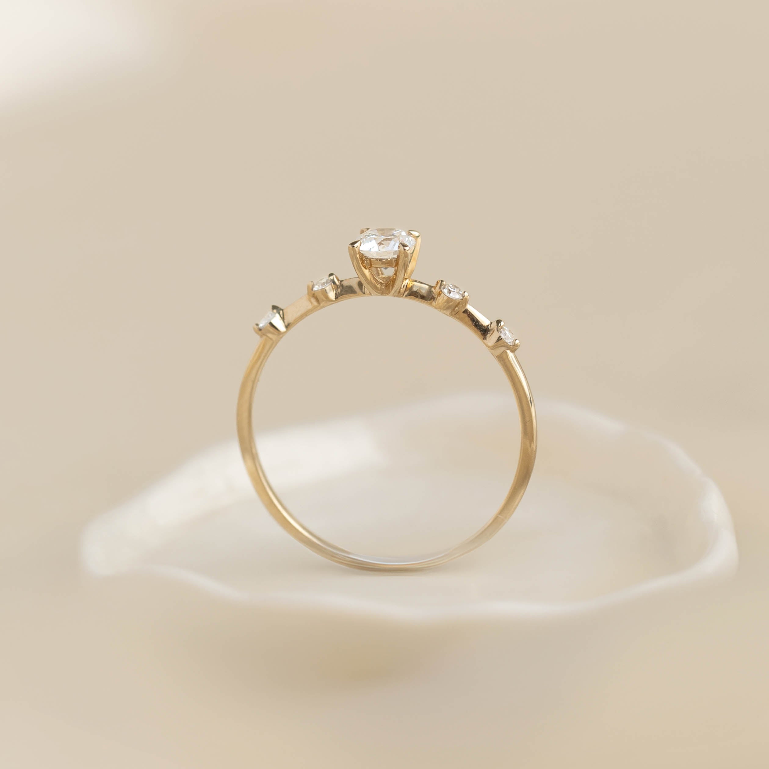 14K Gold Round Diamond Accent Band Ring