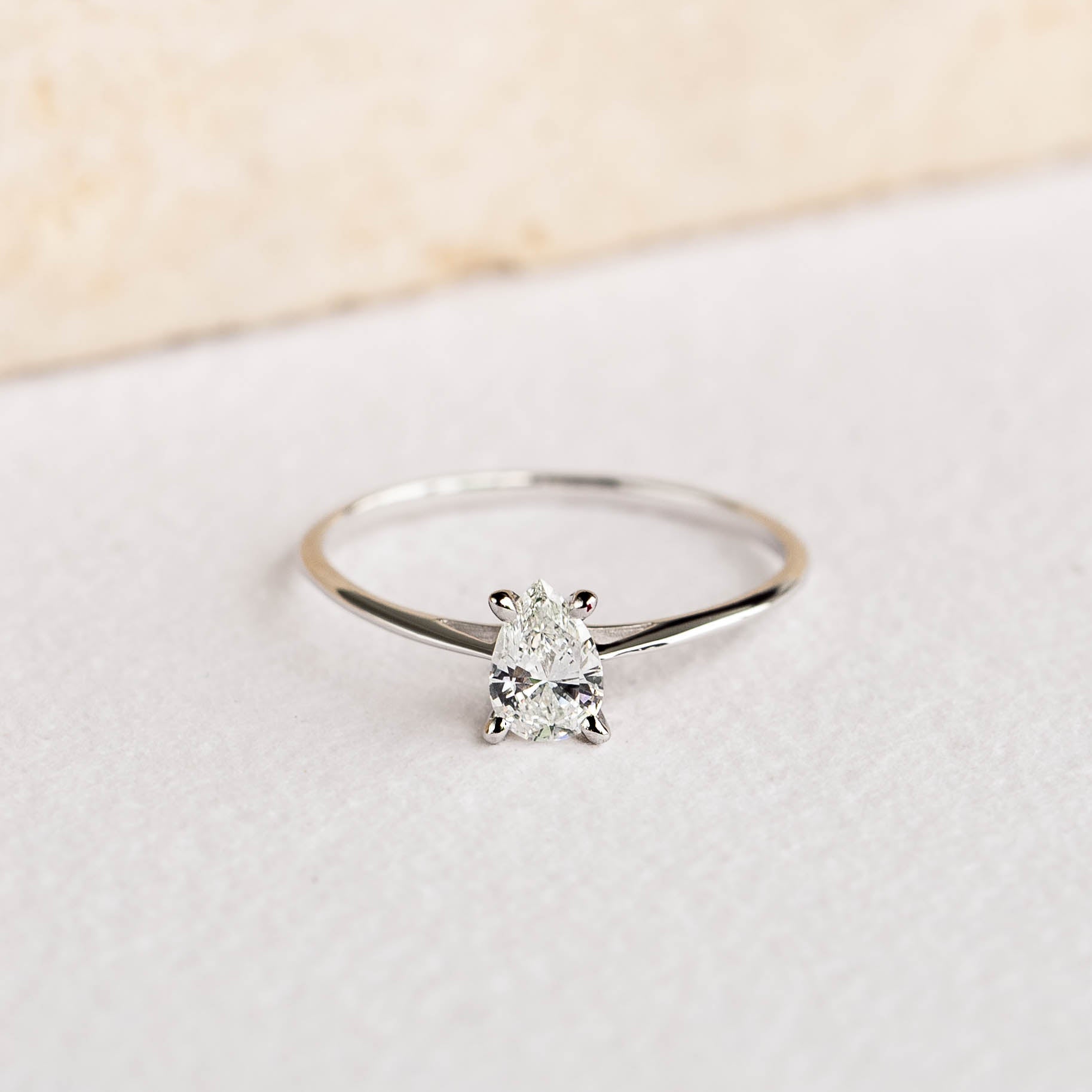 14K White Gold Pear-Cut Lab Grown Diamond Solitaire Ring