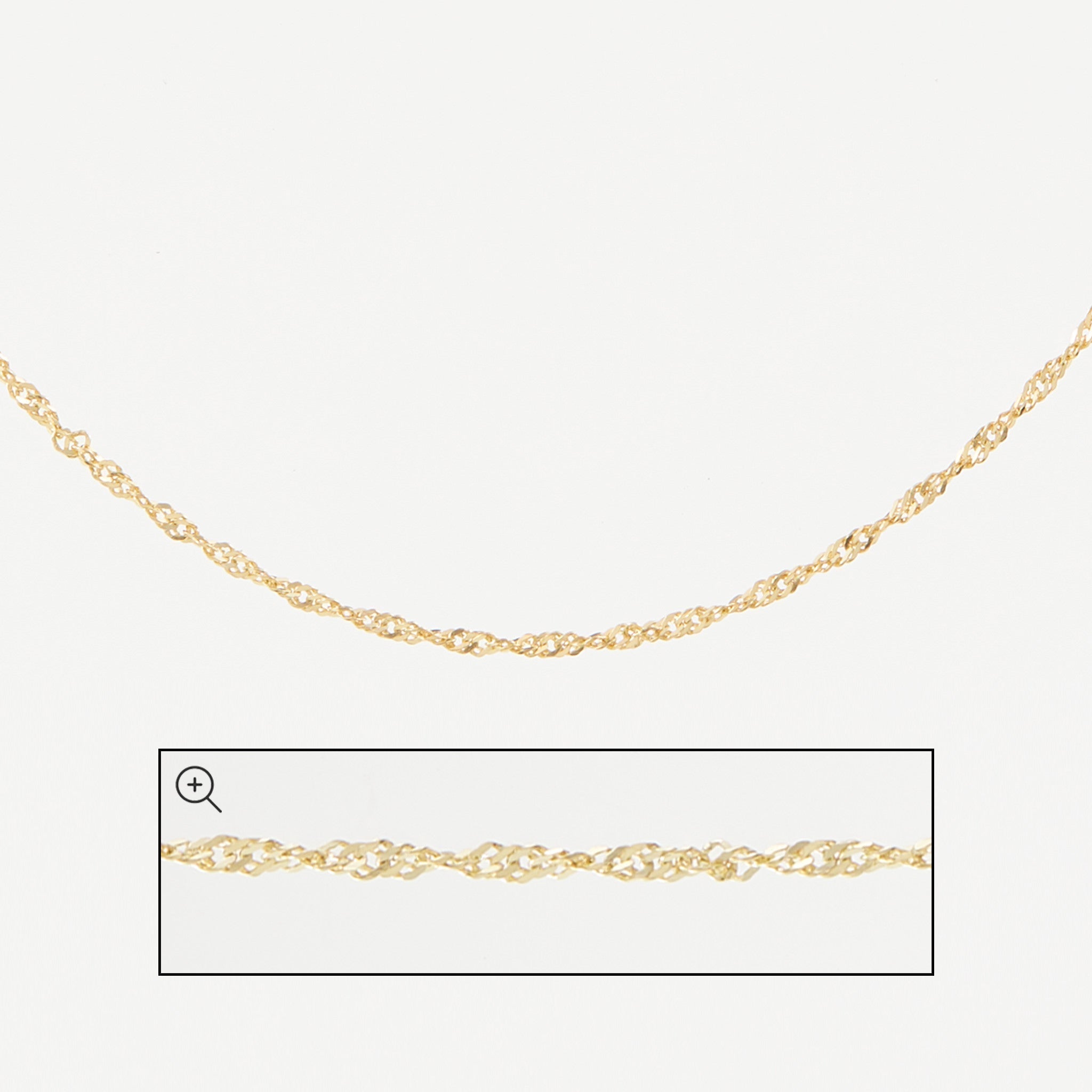 14K Gold Singapore Twist Chain Necklace - Adjustable 3 Lengths (16-20)