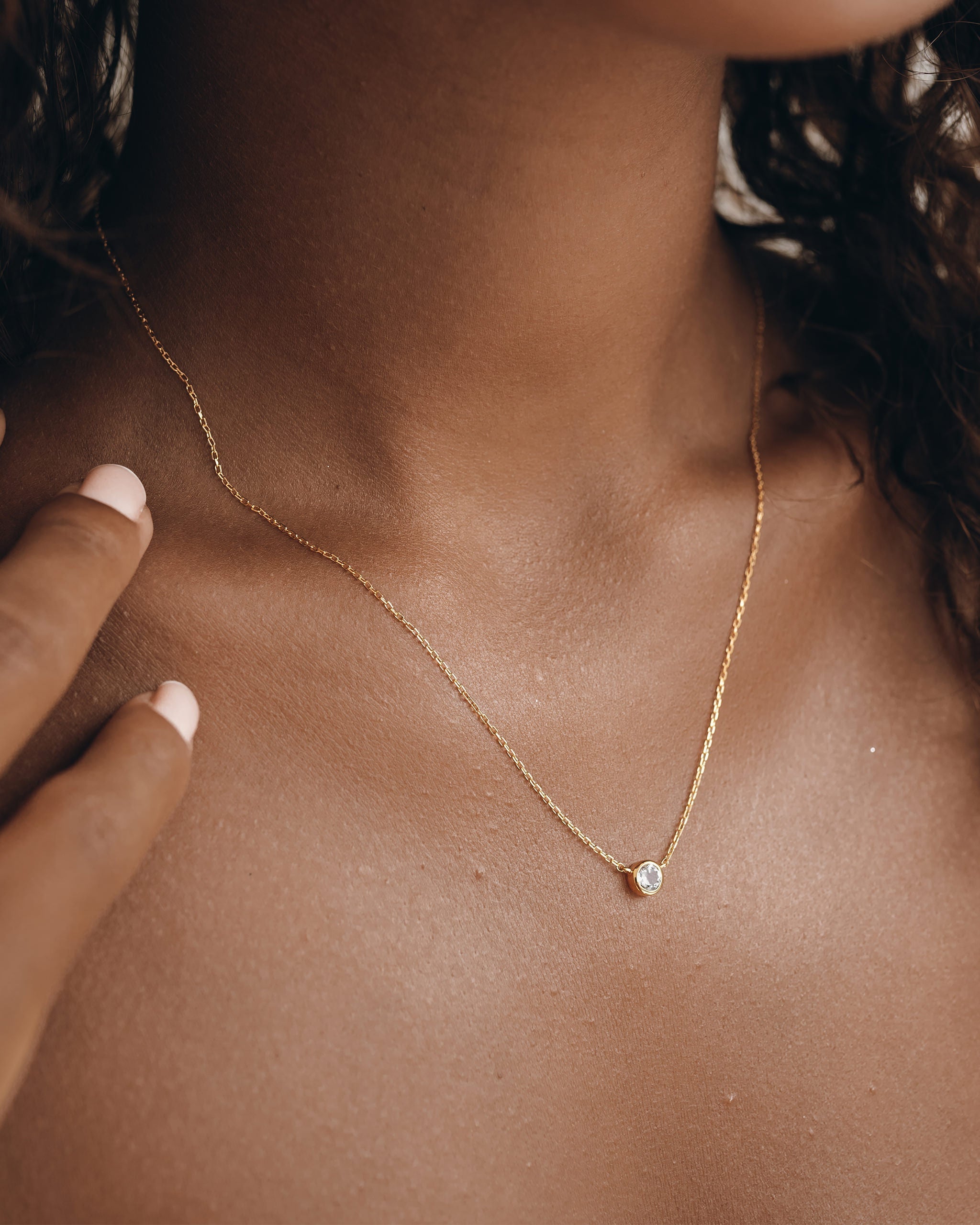 14K Gold White Topaz Necklace