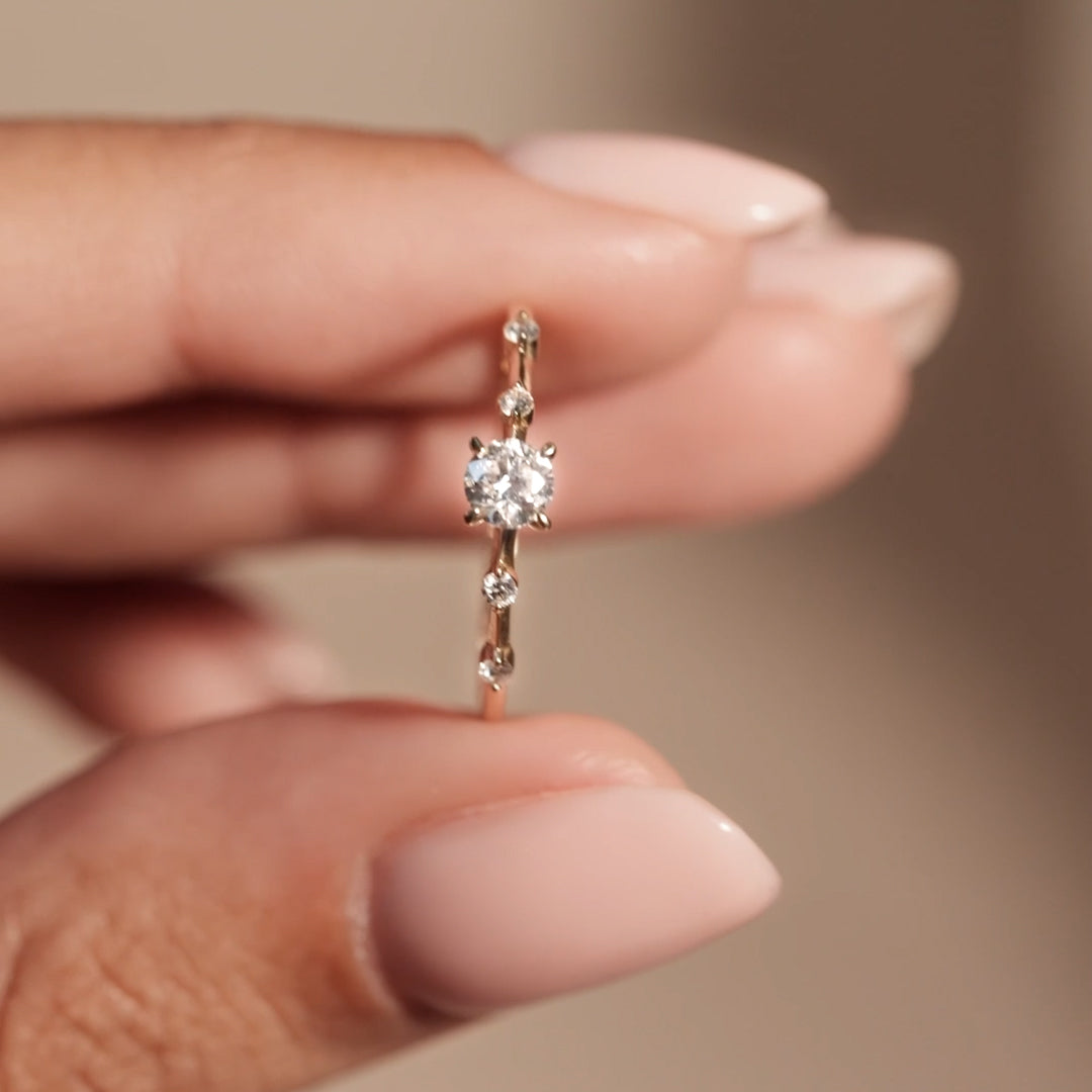 14K Gold Round Diamond Accent Band Ring