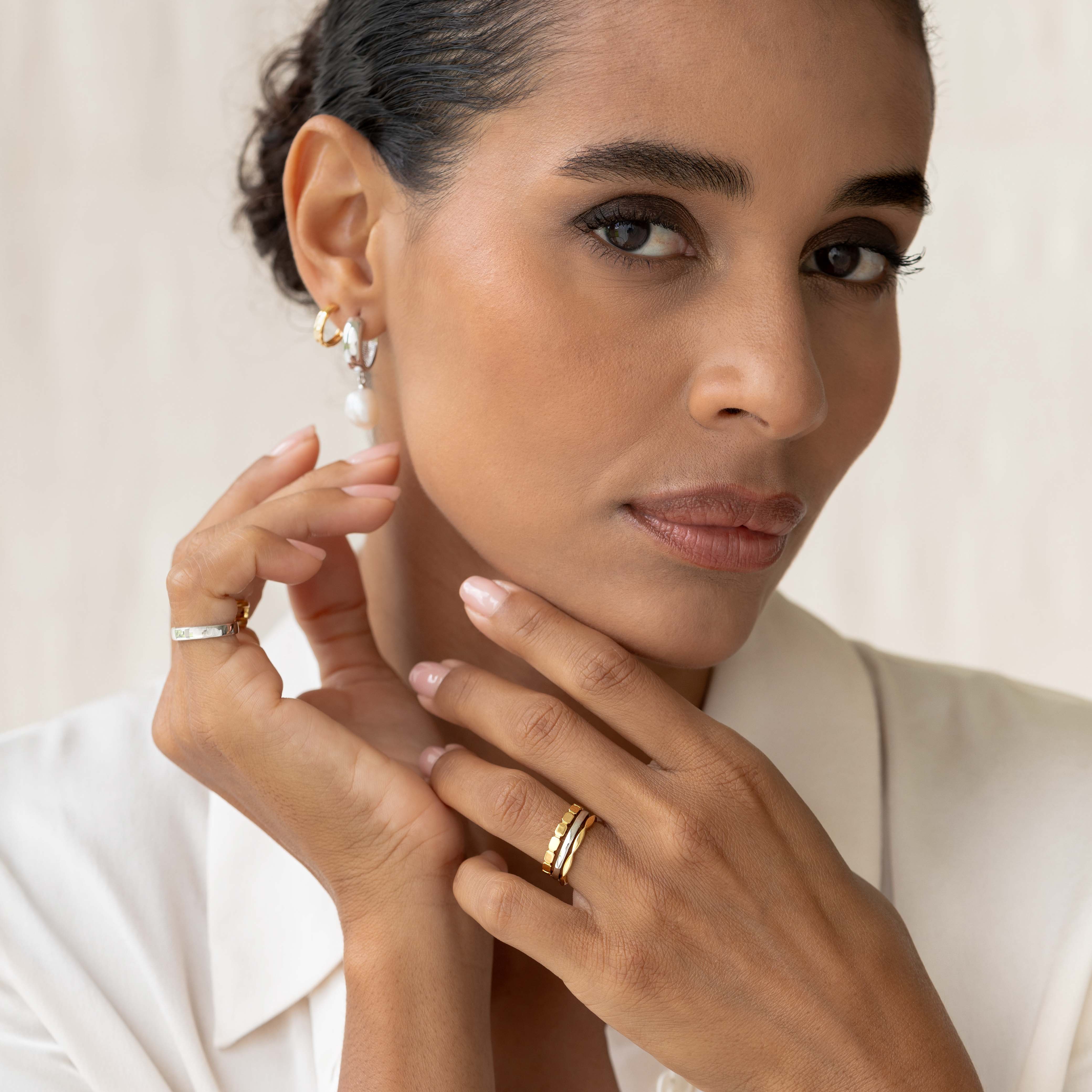 14K Gold Ribbed Vintage-Inspired Stacking Ring