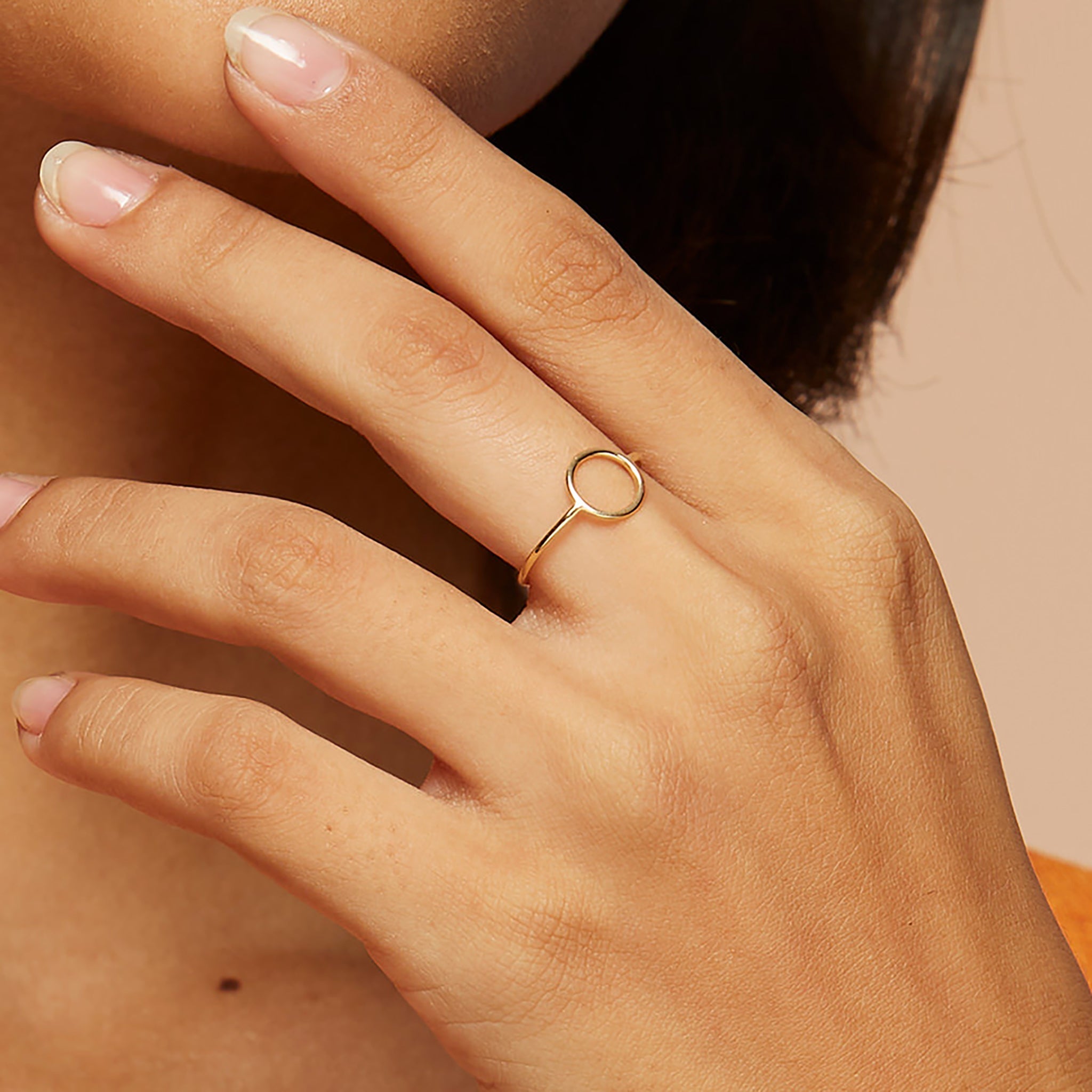 14K Gold Minimalist Circle Stacking Ring