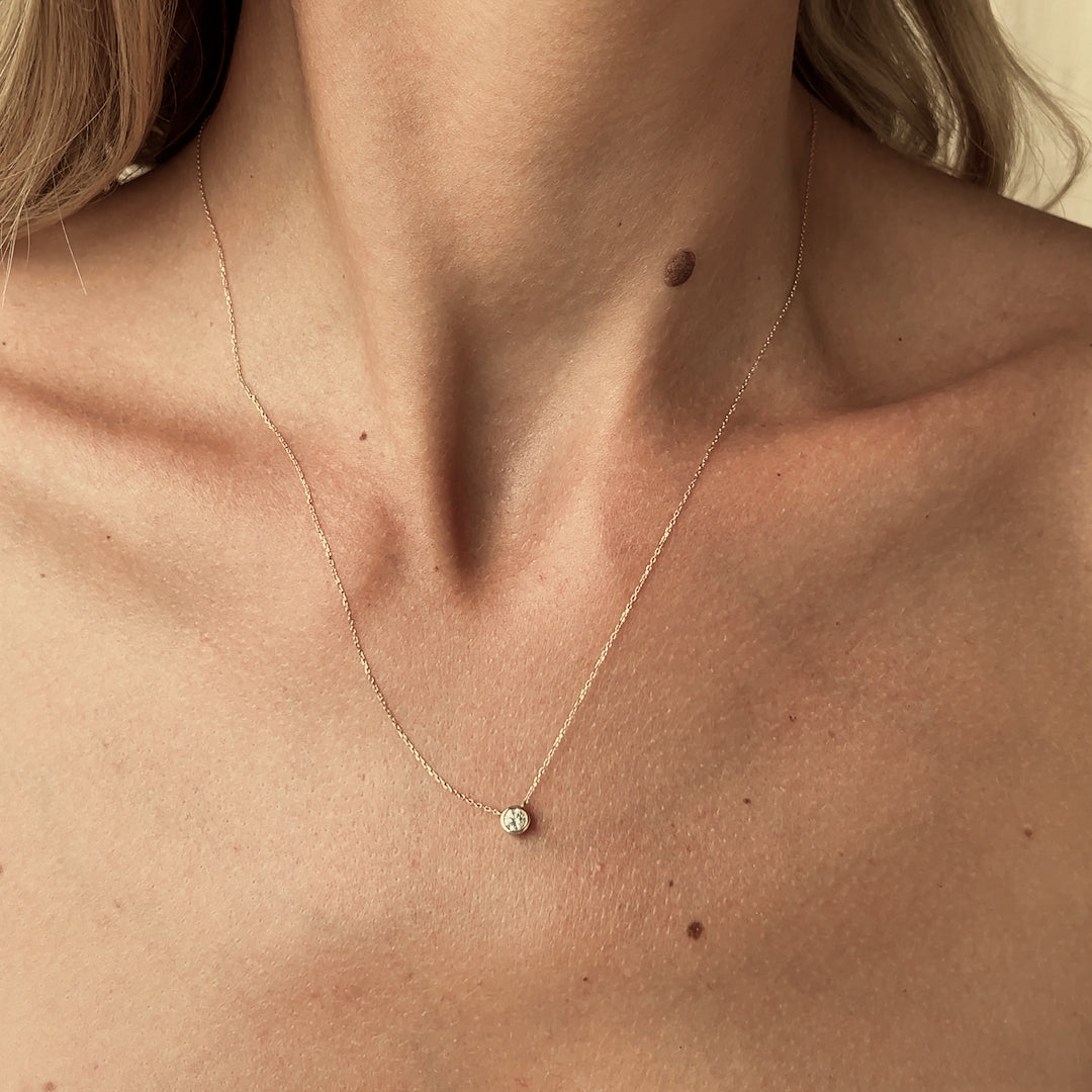 14K Gold Solitaire Diamond Necklace