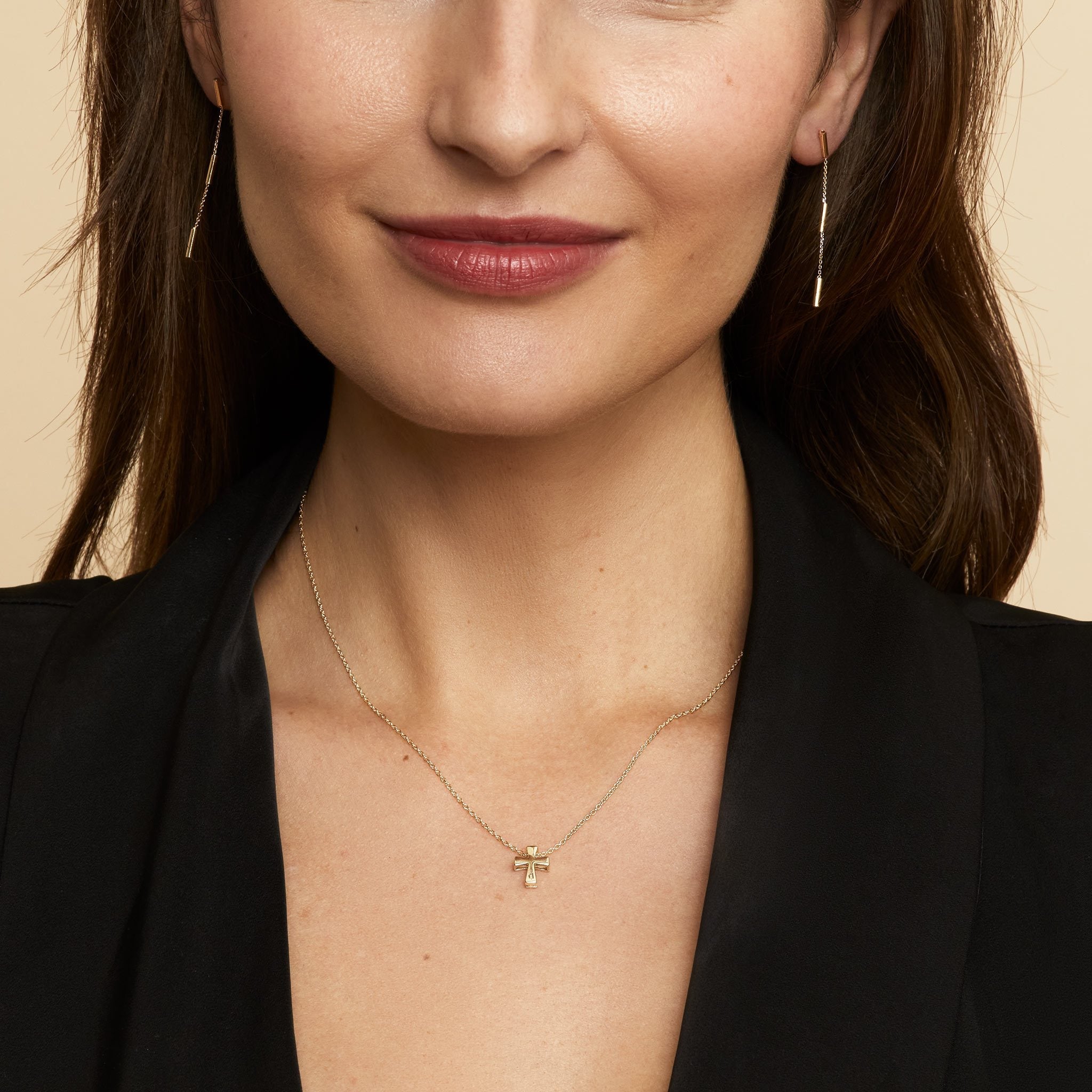 10K Gold Modern Cross Necklace