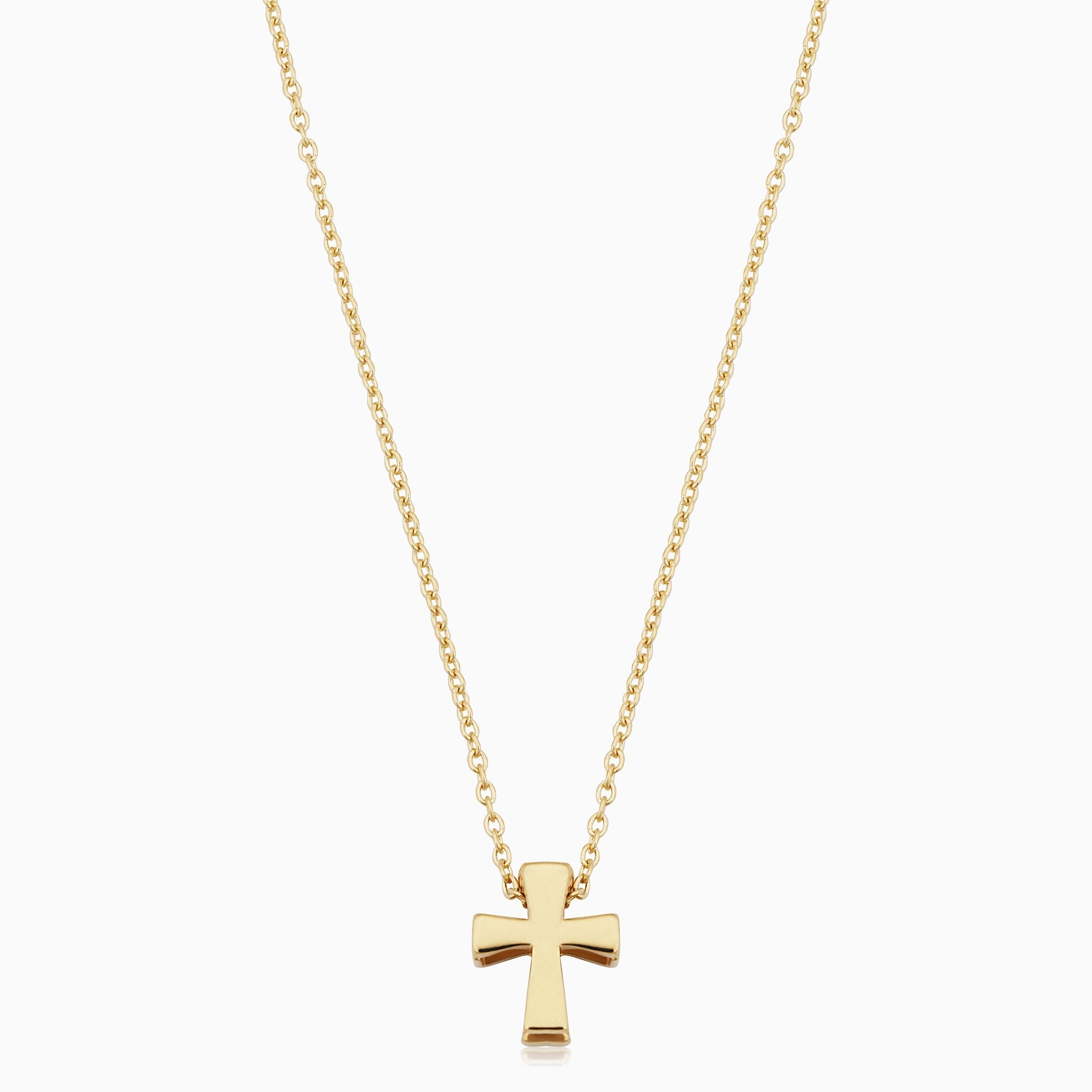 10K Gold Modern Cross Necklace