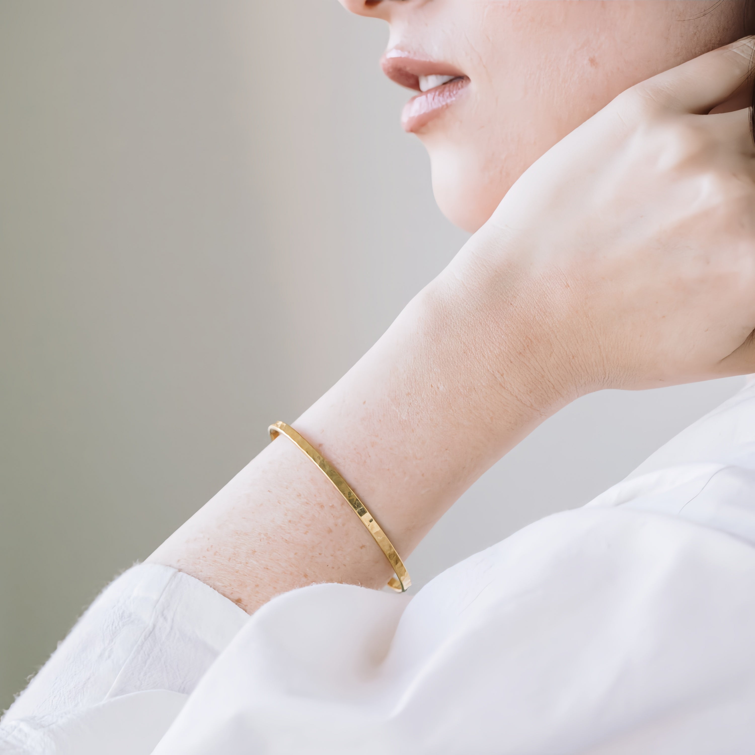14K Textured Gold Open Cuff Bracelet
