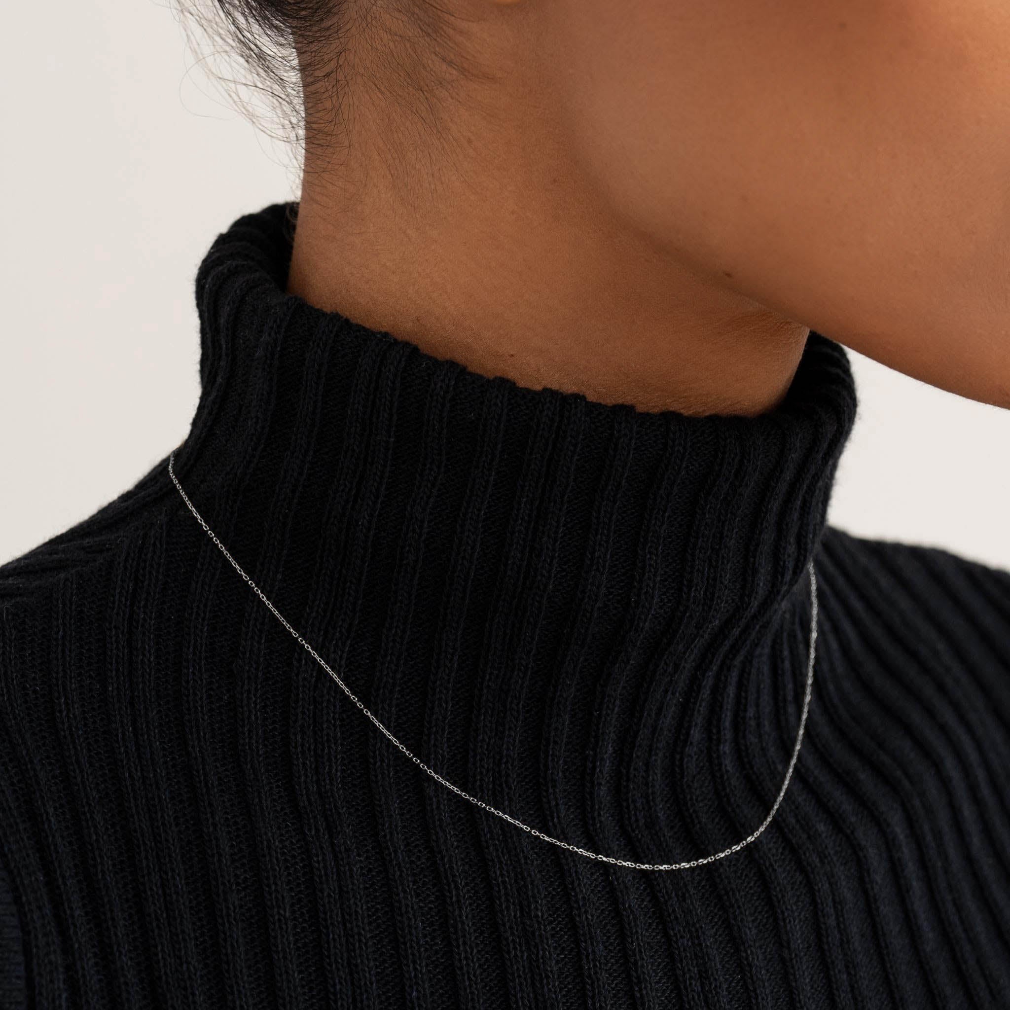 14K White Gold Cable Chain Necklace