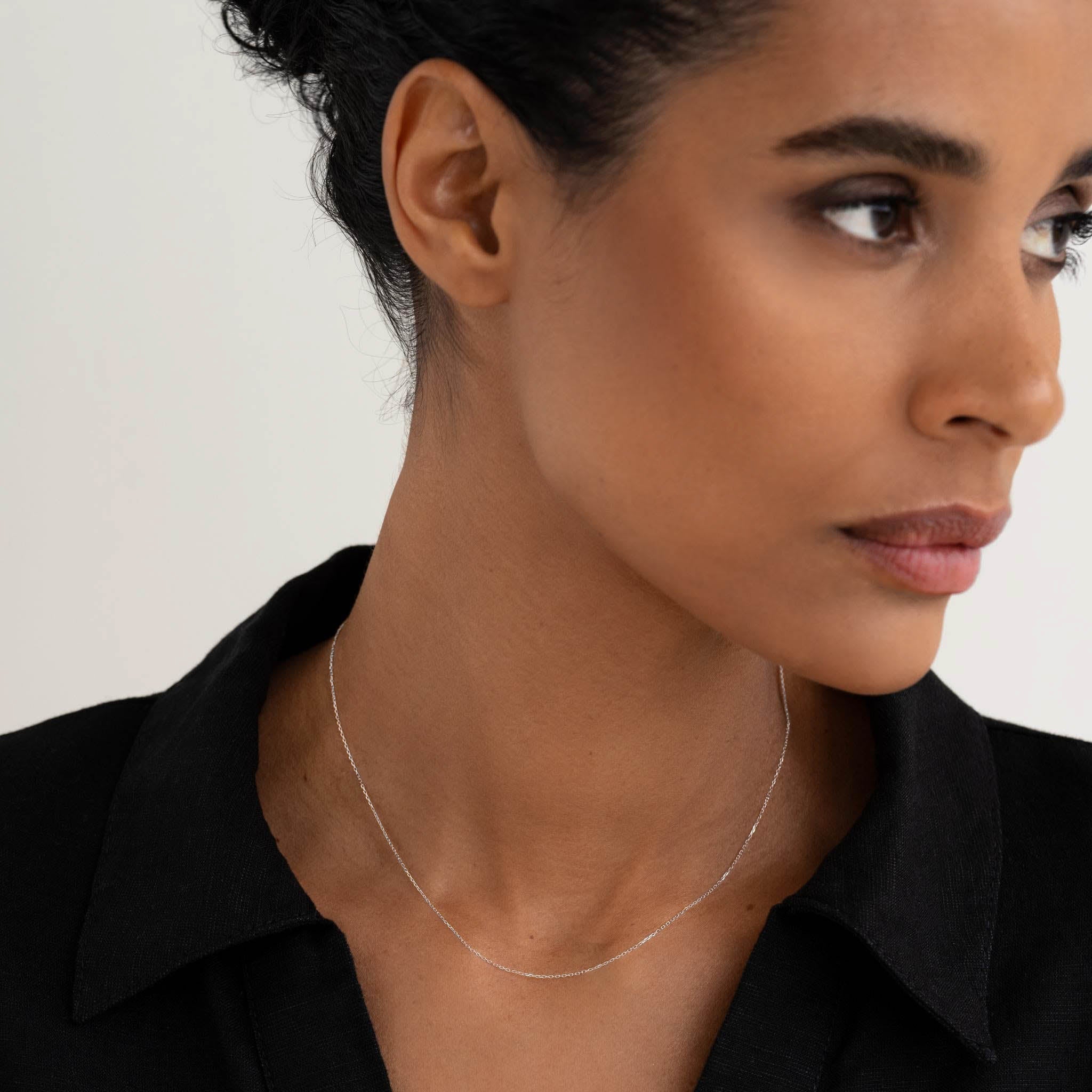 14K White Gold Cable Chain Necklace
