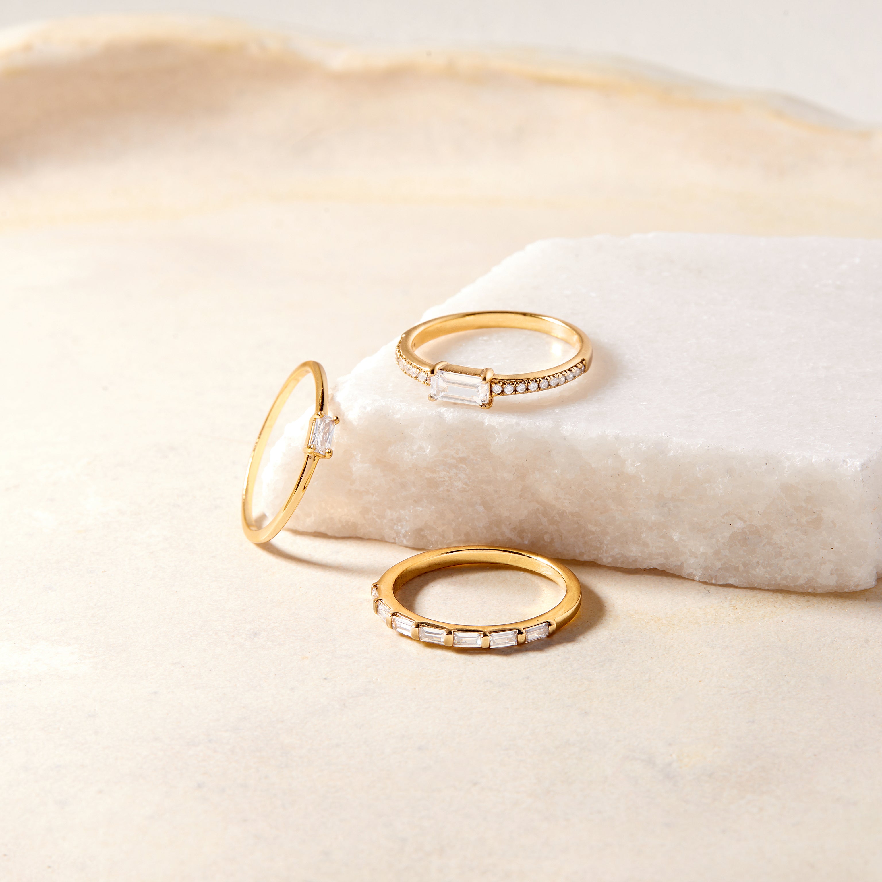 14K Gold Clarisse CZ Baguette Ring