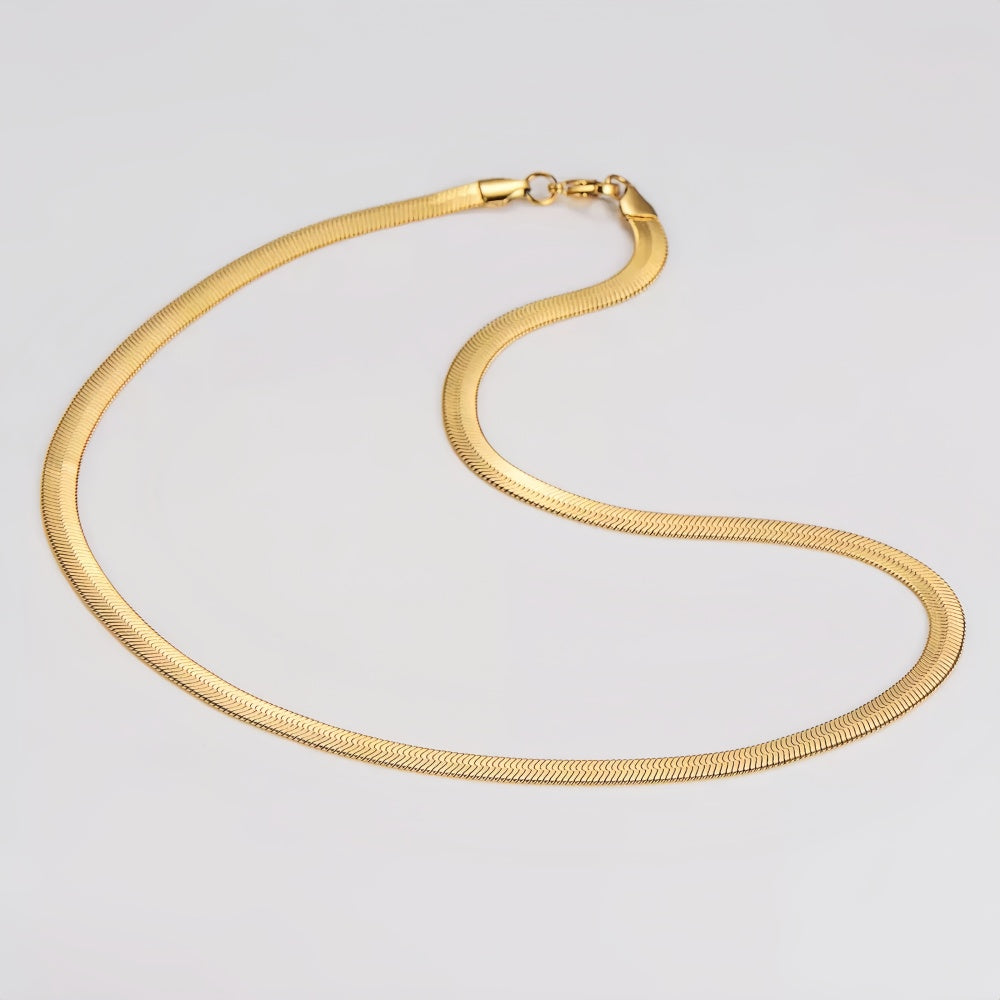 14K Gold Herringbone Chain Necklace