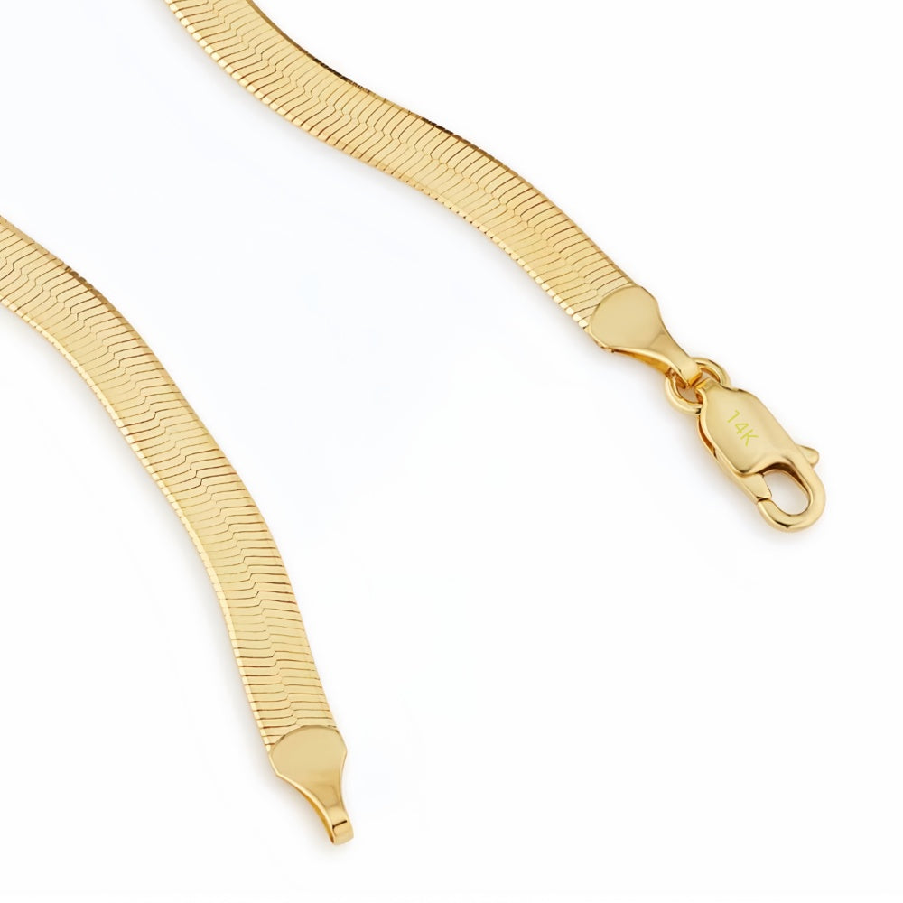 14K Gold Herringbone Chain Necklace