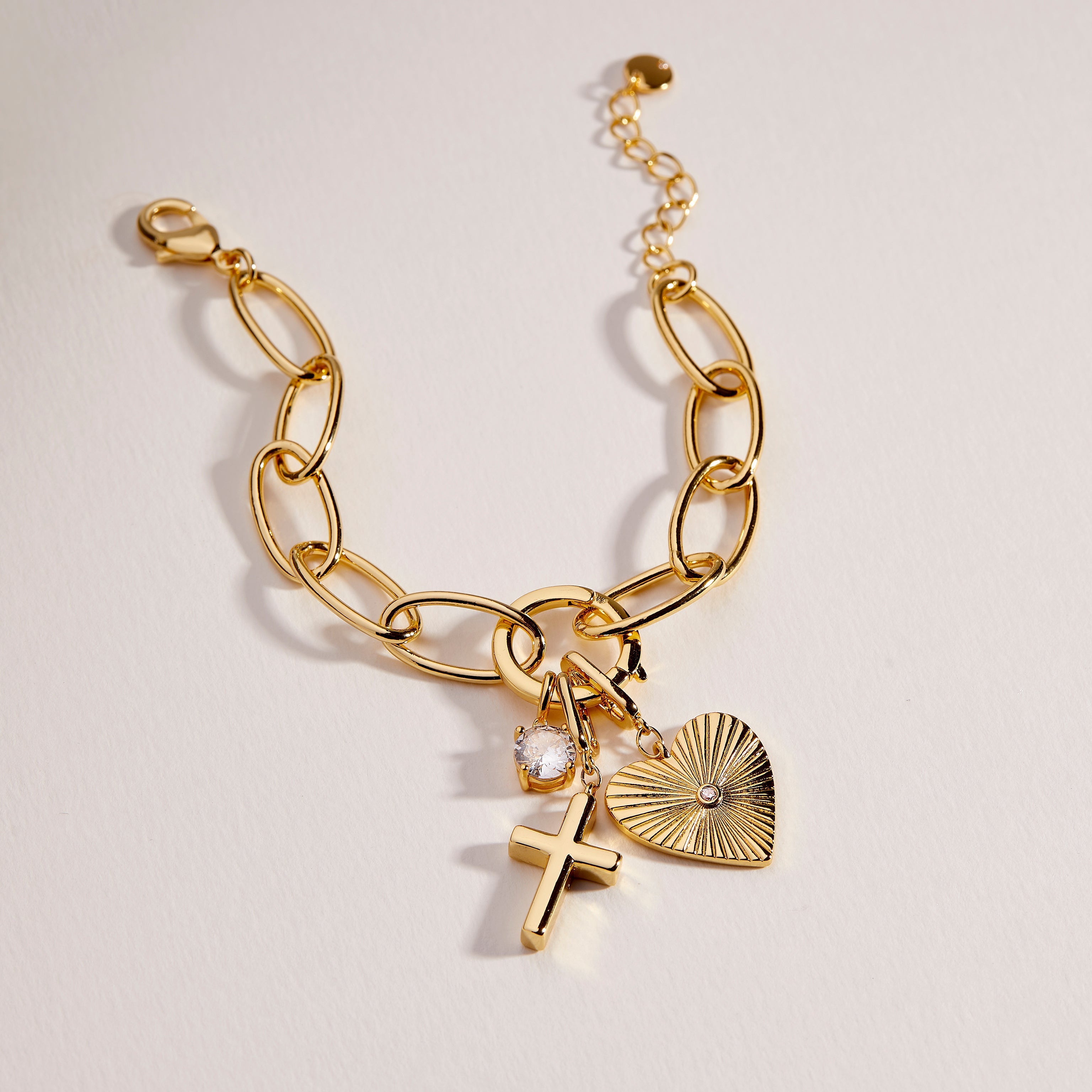 14K Gold Grace Cross Charm