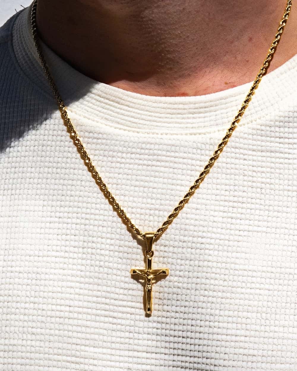 14K Gold Pure Crucifix Pendant Necklace