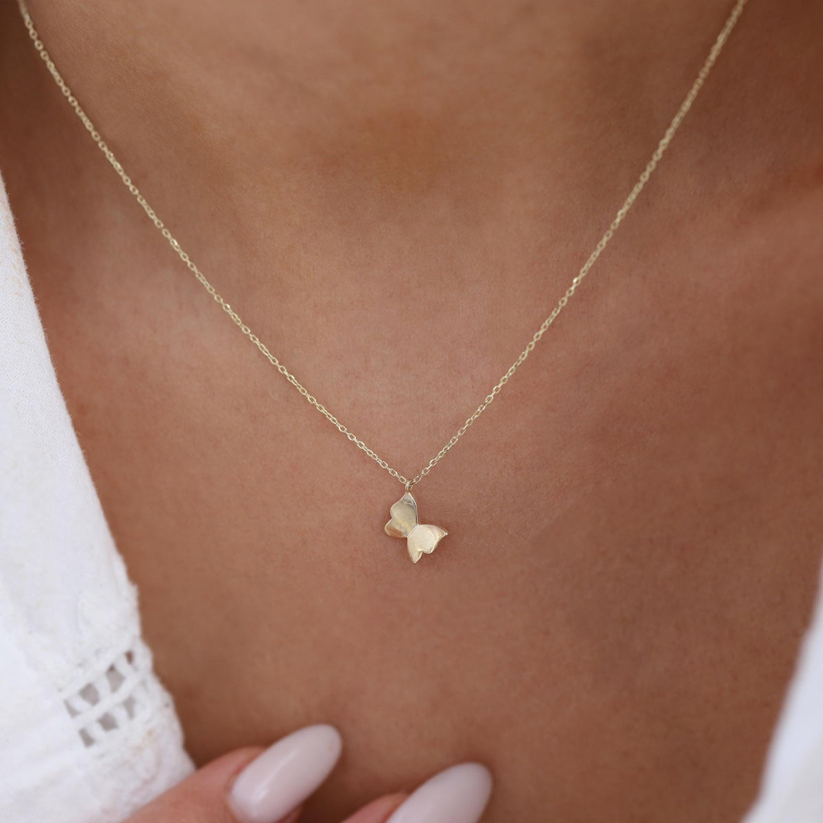 14k Gold Butterfly Necklace