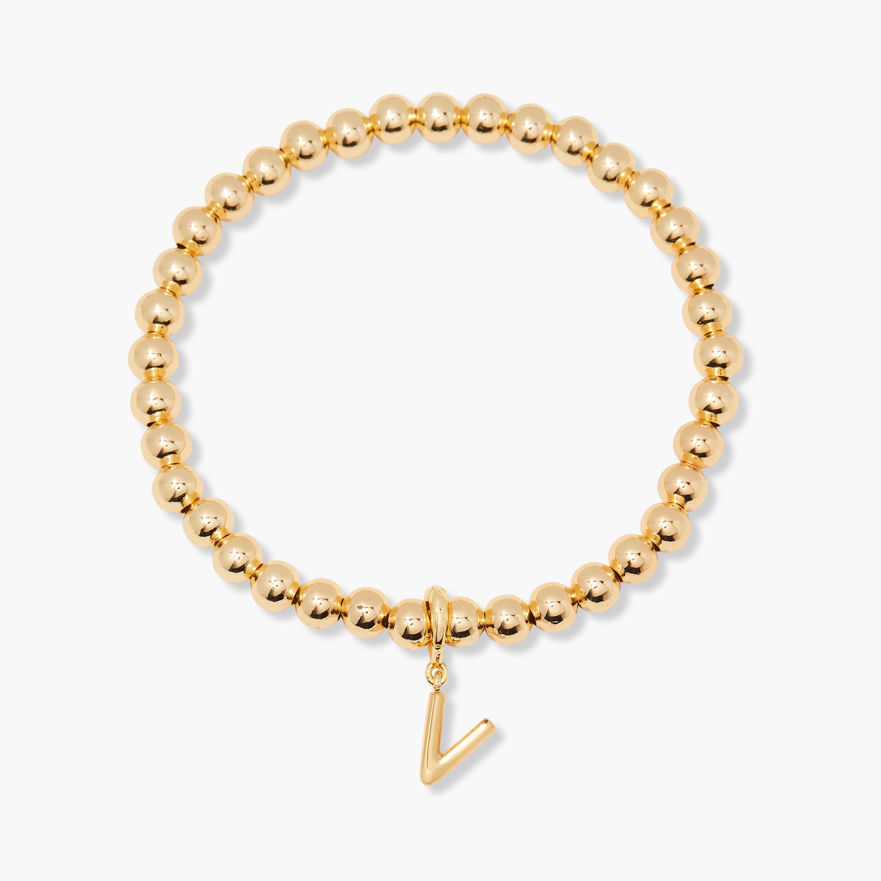 14K Gold Aureline Initial Bead Bracelet
