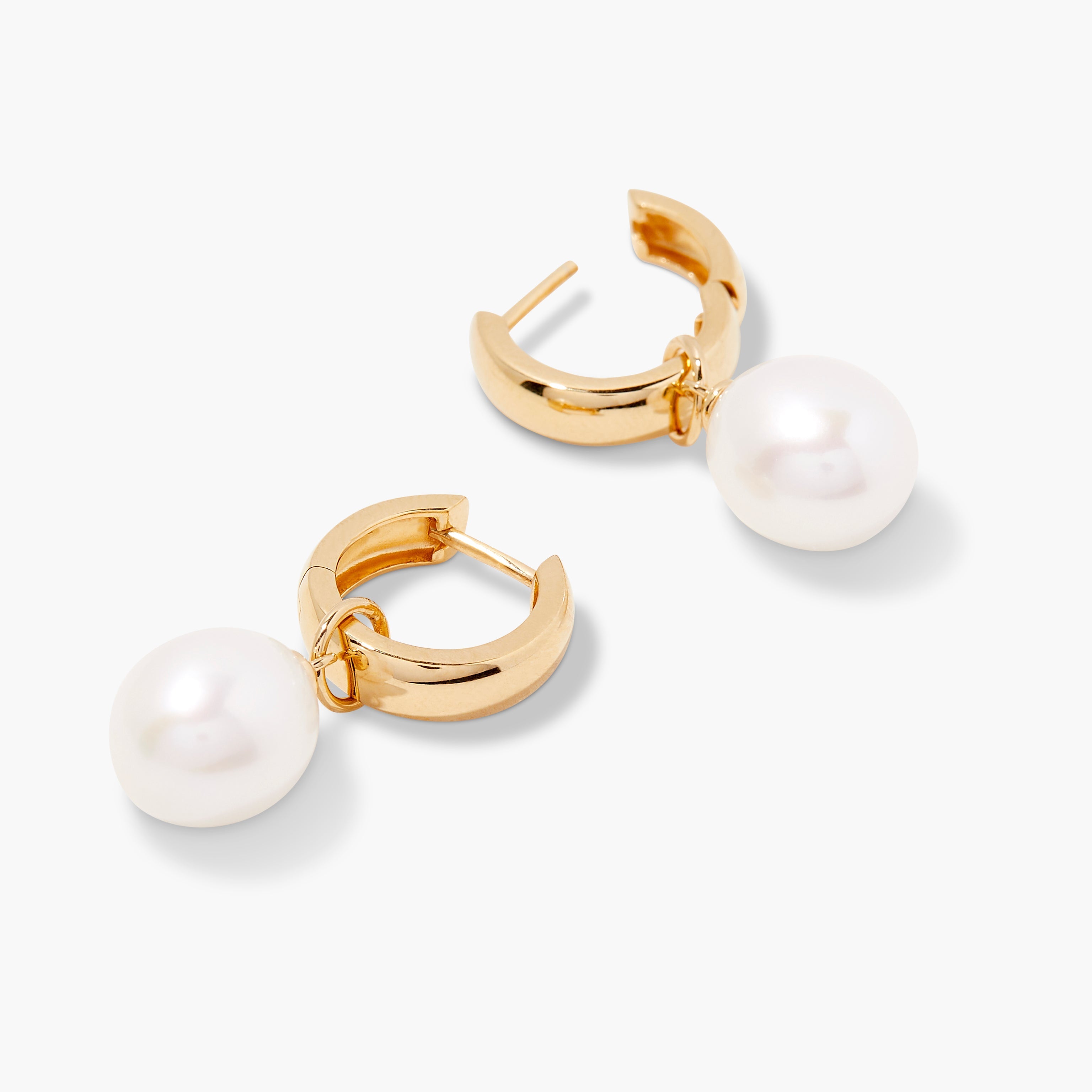 14K Gold Aurelle Convertible Pearl Hoops
