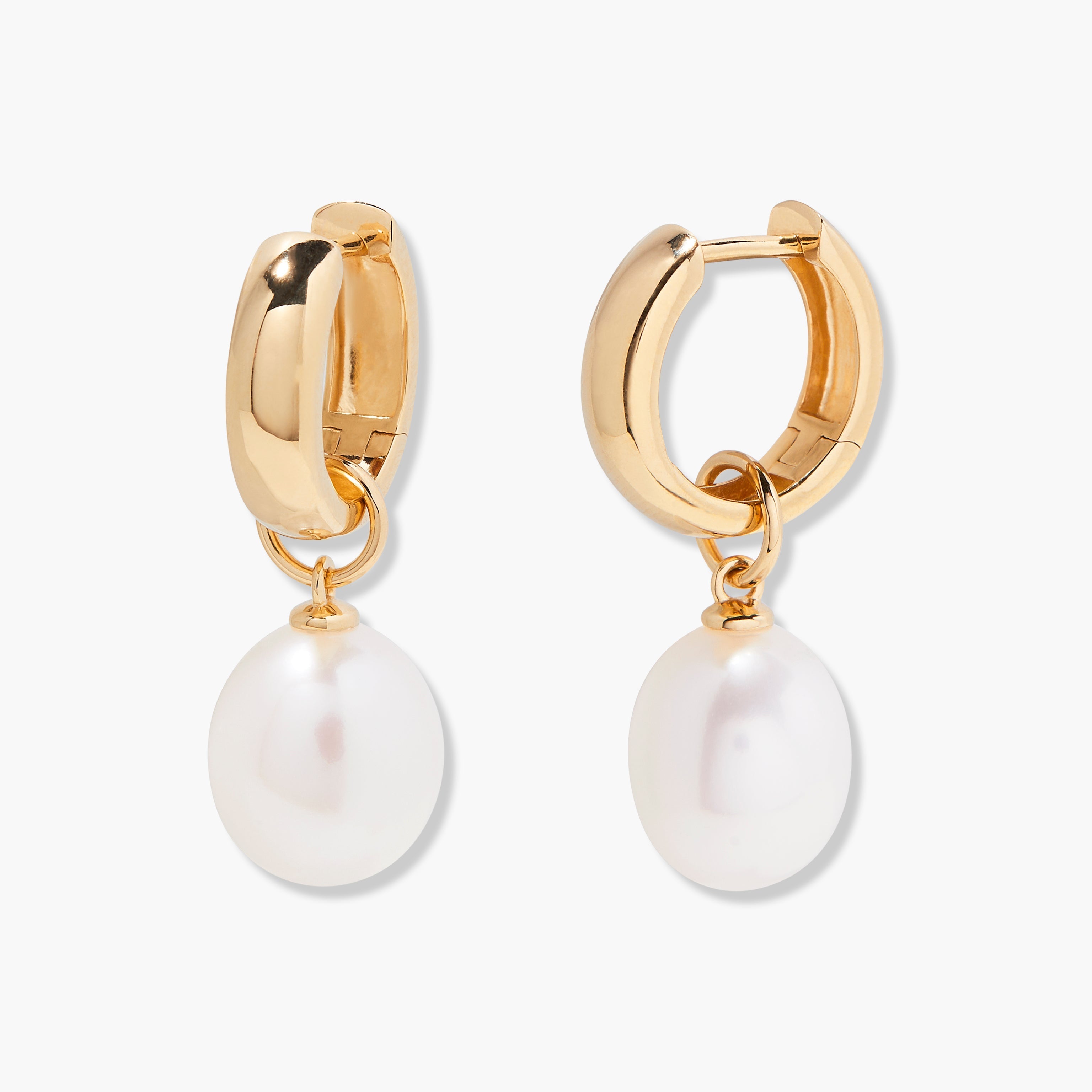 14K Gold Aurelle Convertible Pearl Hoops