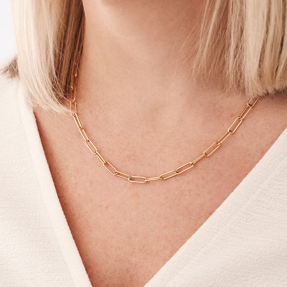 14K Gold Aurelle Paperclip Necklace