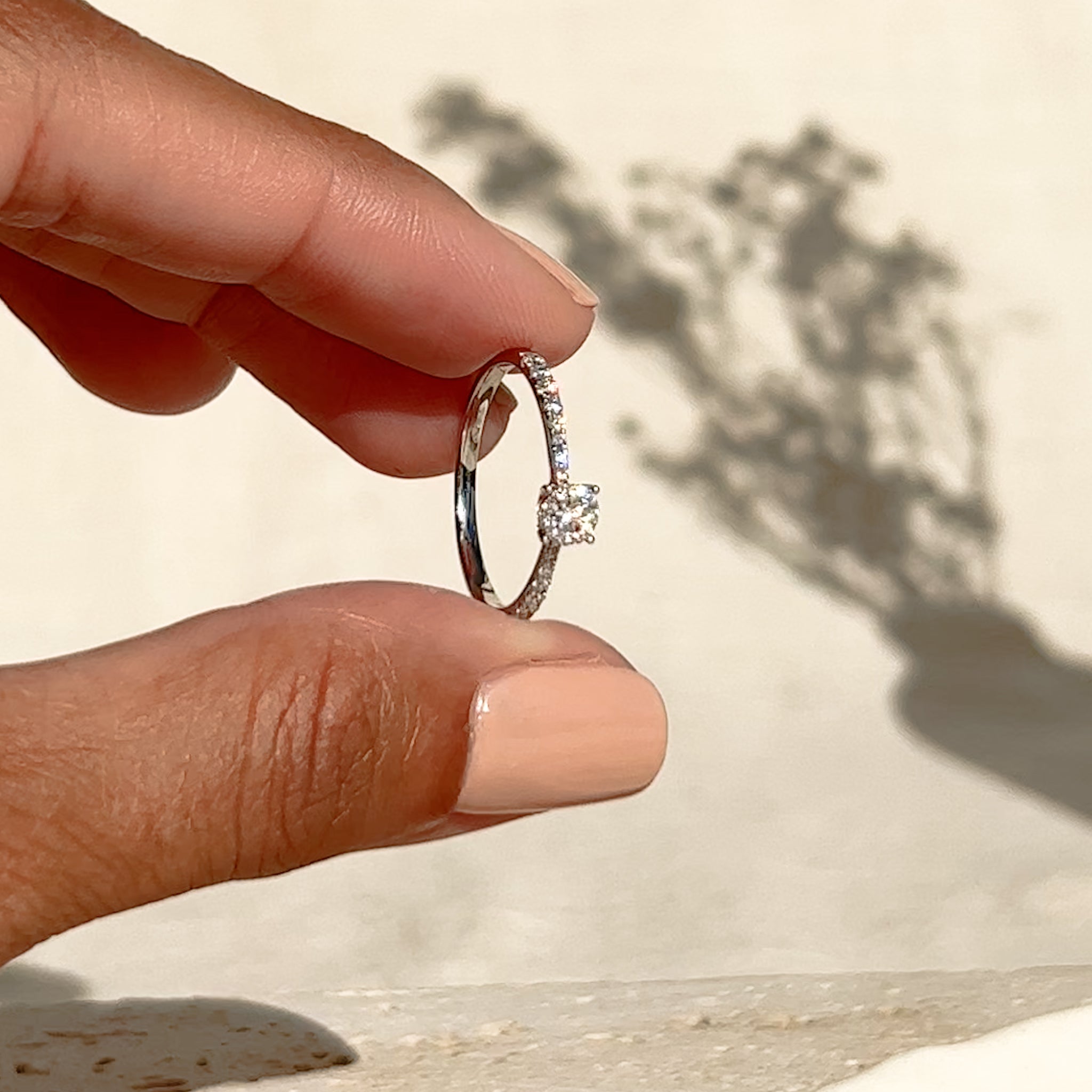 14K White Gold Round Diamond Pavé Cluster Ring