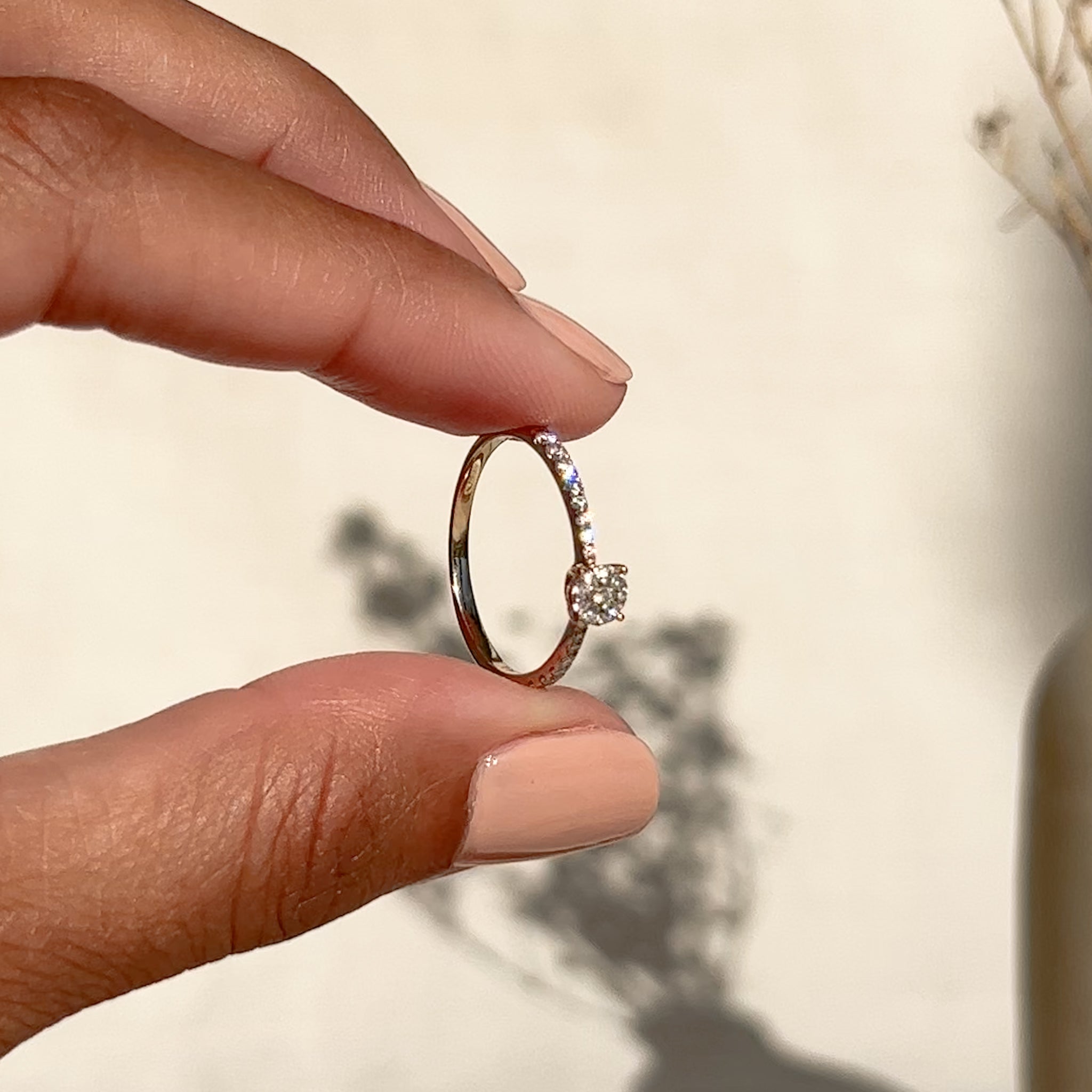 14K Yellow Gold Round Diamond Pavé Cluster Ring