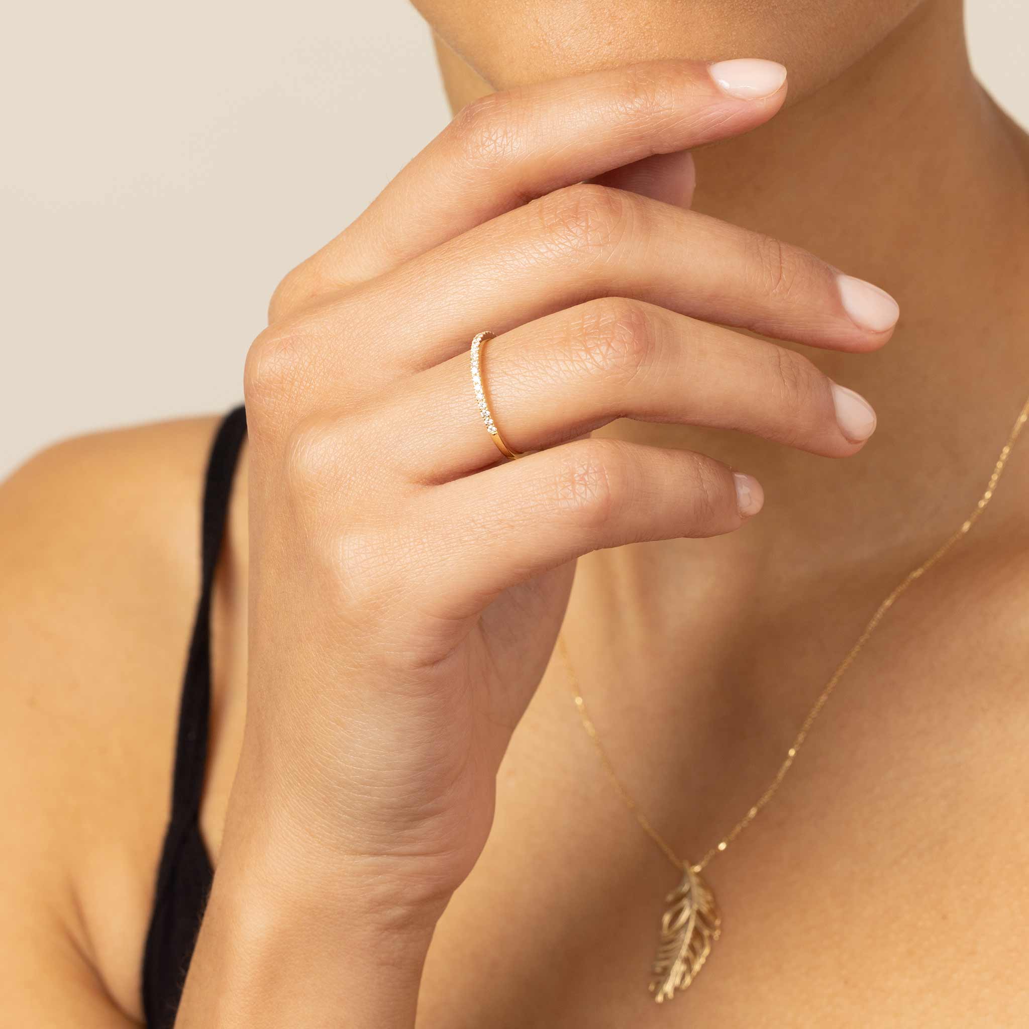 10K Gold Pavé Diamond Stack Ring