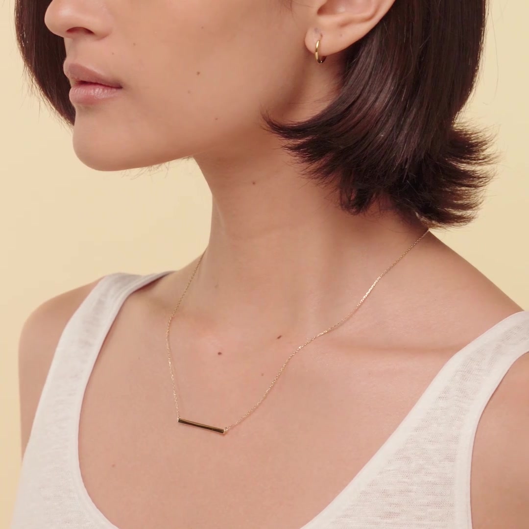 14K Gold Bar Linear Horizon Necklace