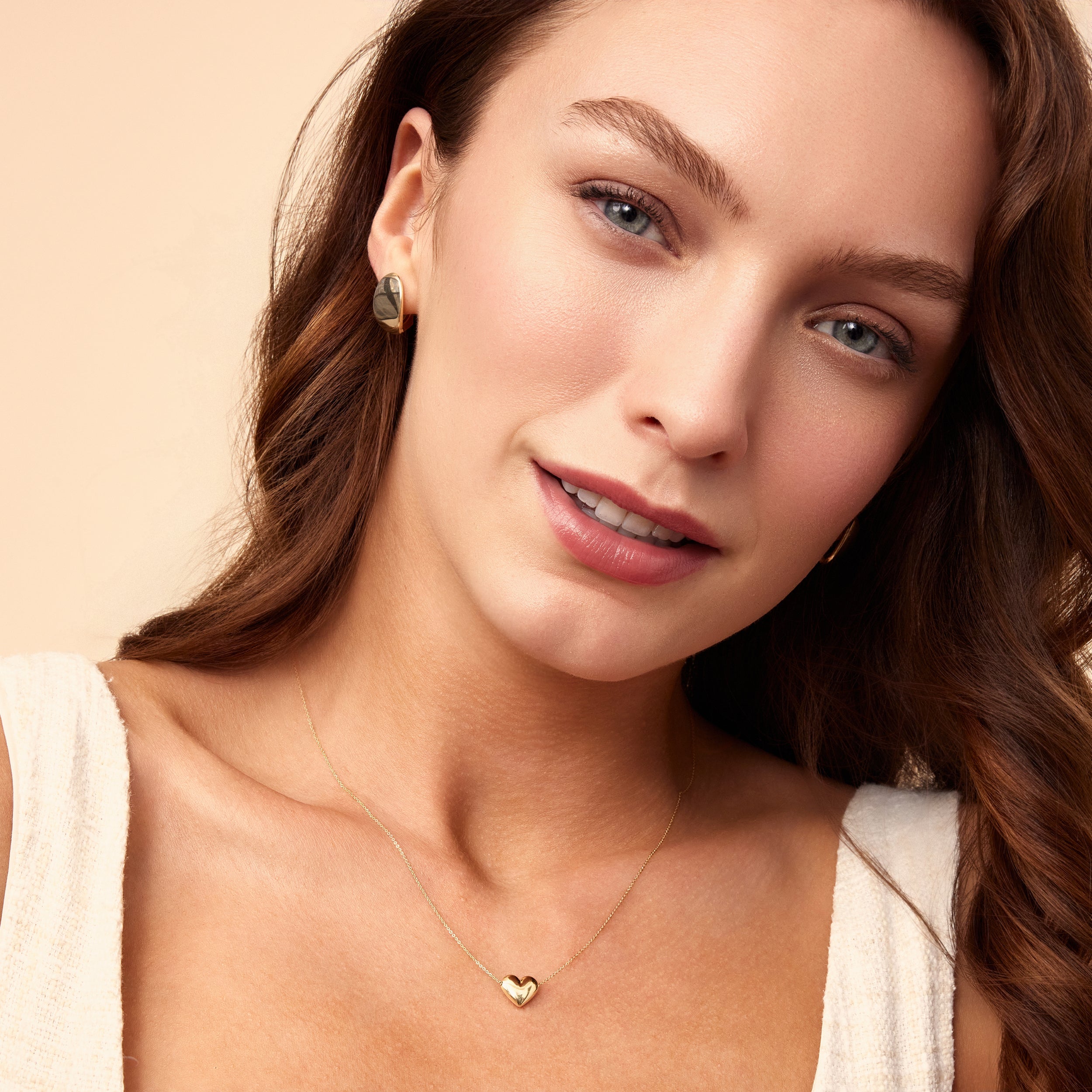 10K Gold Puffed Heart Pendant Necklace