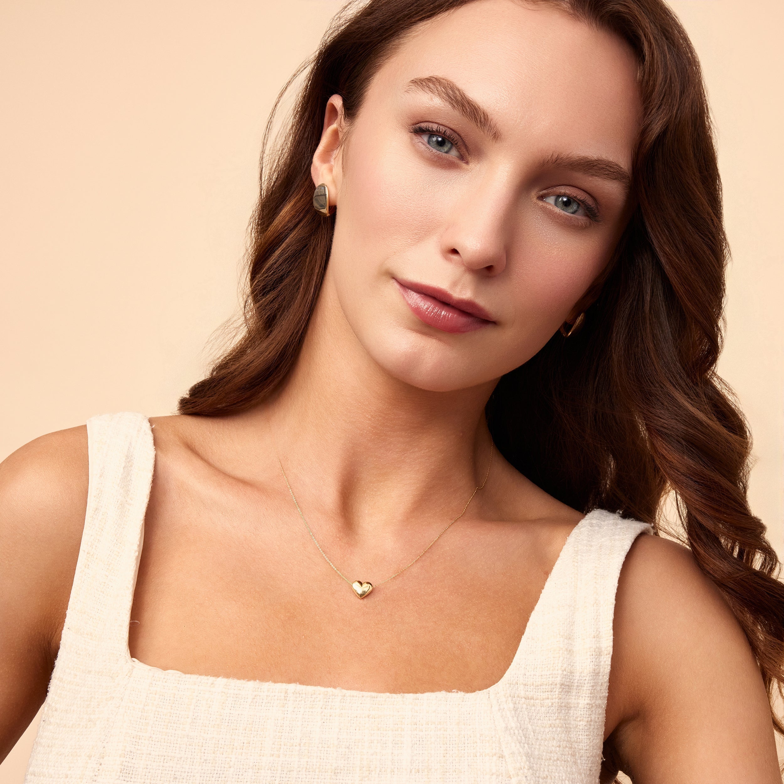 10K Gold Puffed Heart Pendant Necklace