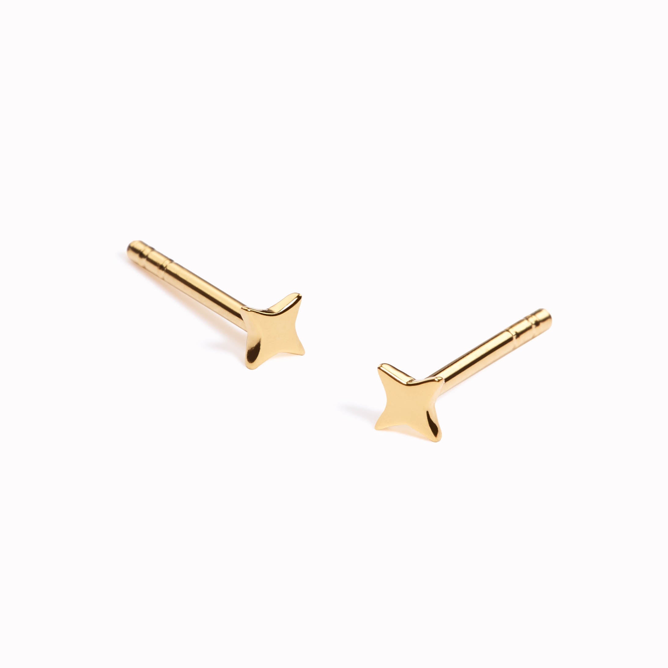 14K Gold Stellar Whisper Star Stud Earrings
