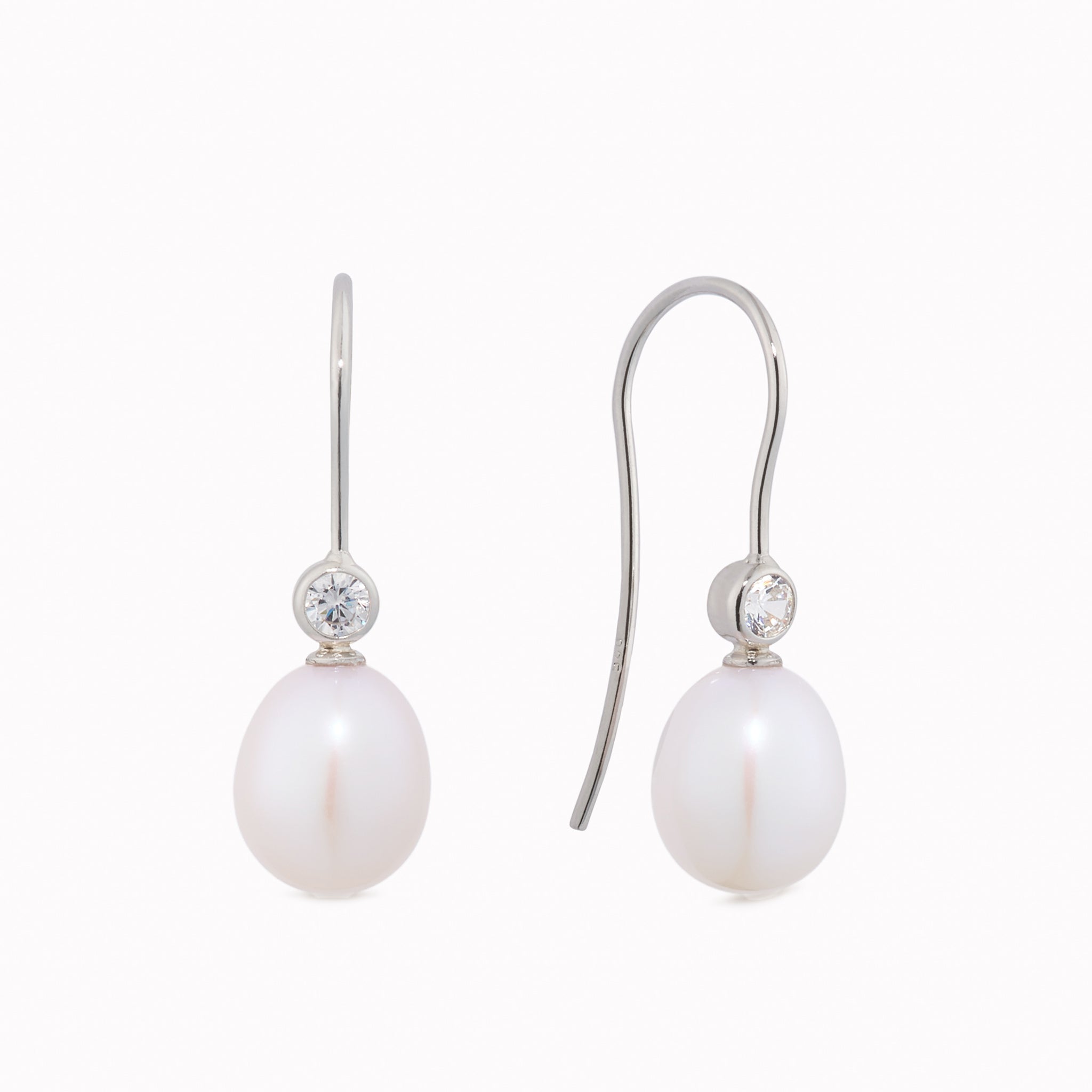 Luna Dewdrop Pearl &amp; CZ Drop Earrings