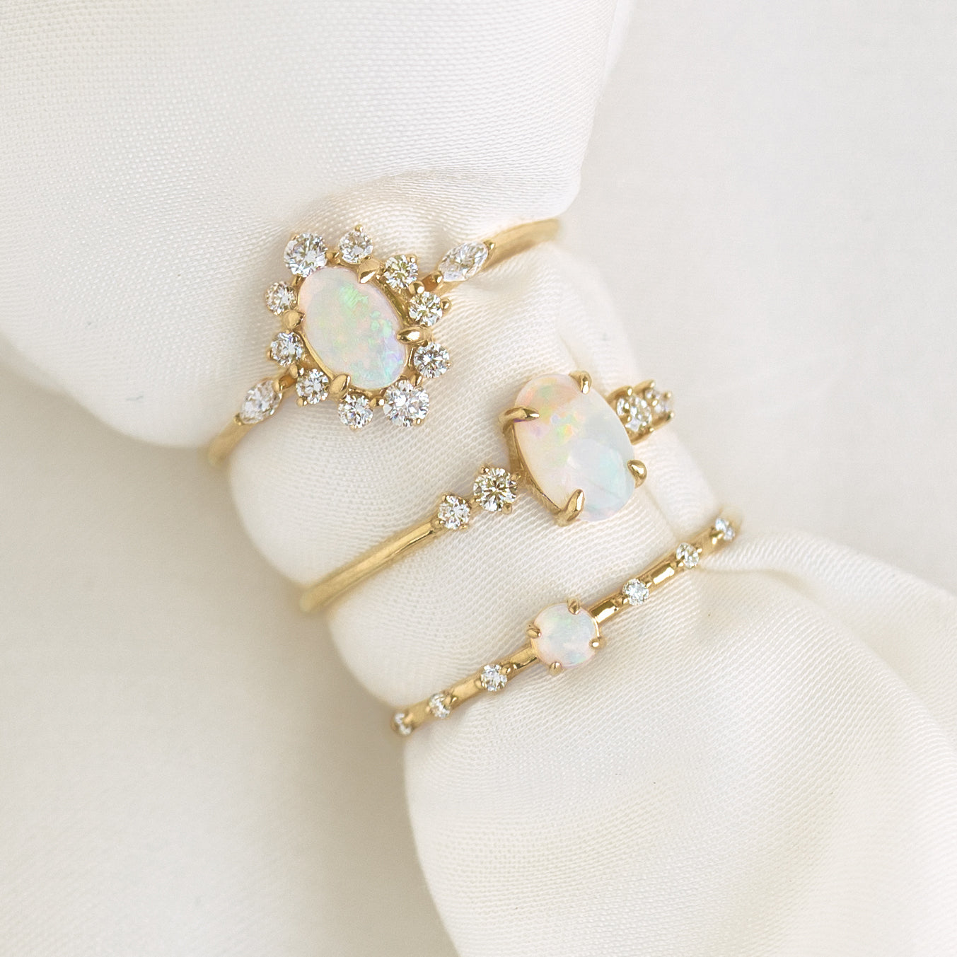 14K Gold Opal and Diamond Ring