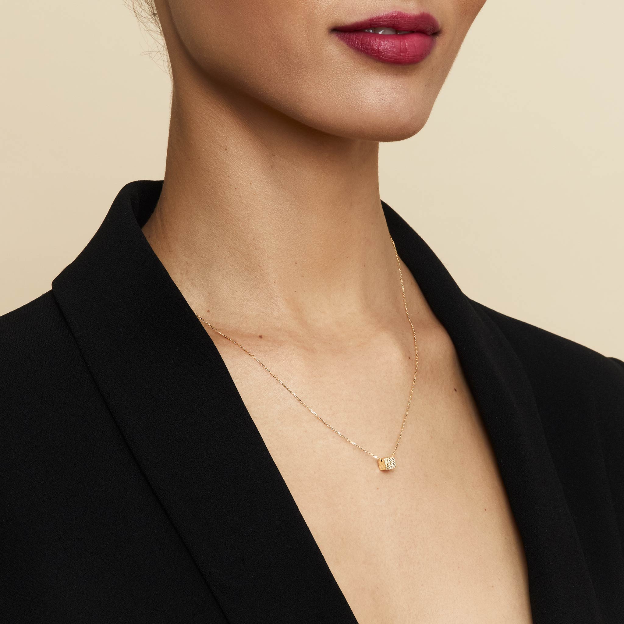 10K Gold Diamond-Cut Cubist Necklace