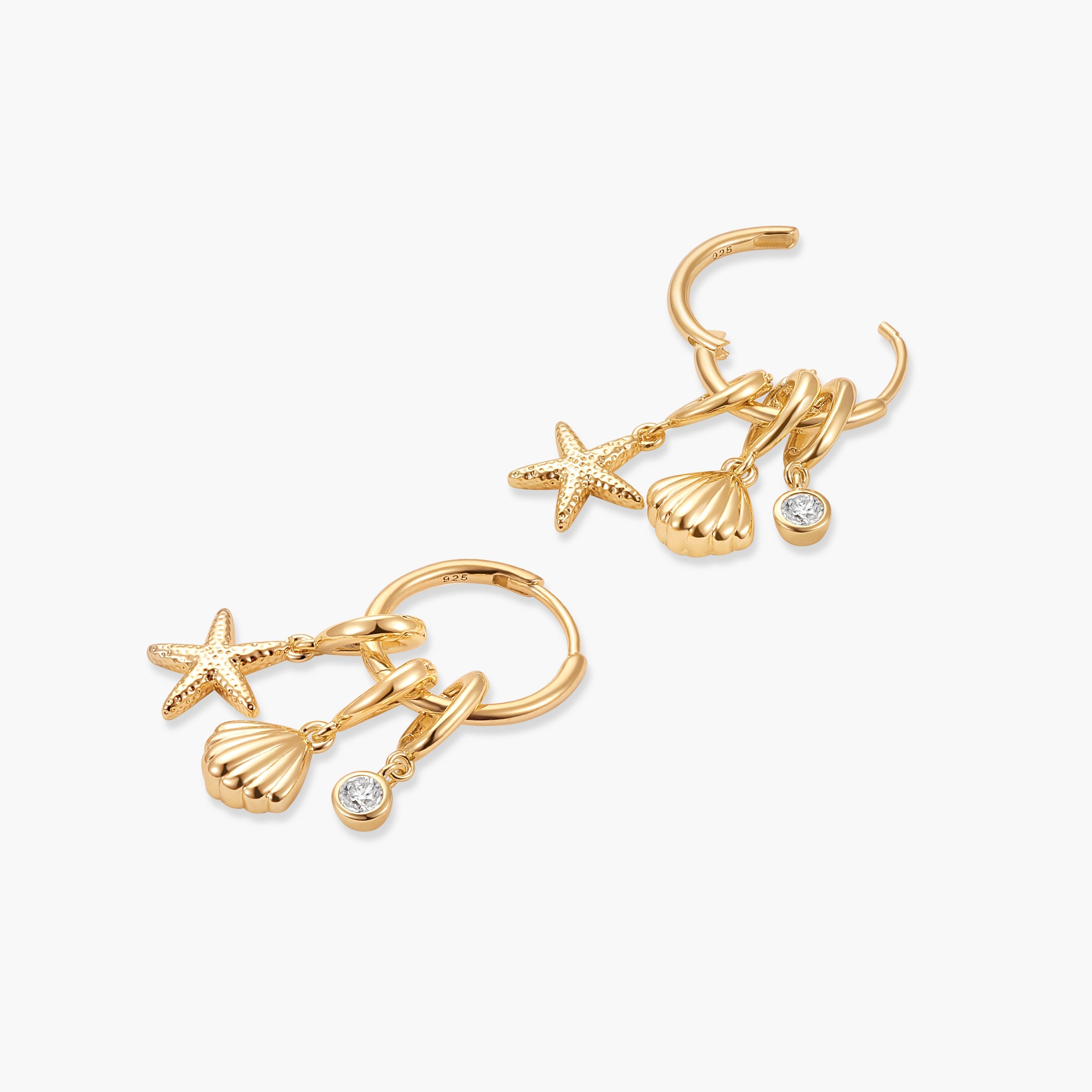 14K Gold Aurelle Custom Charm Hoops