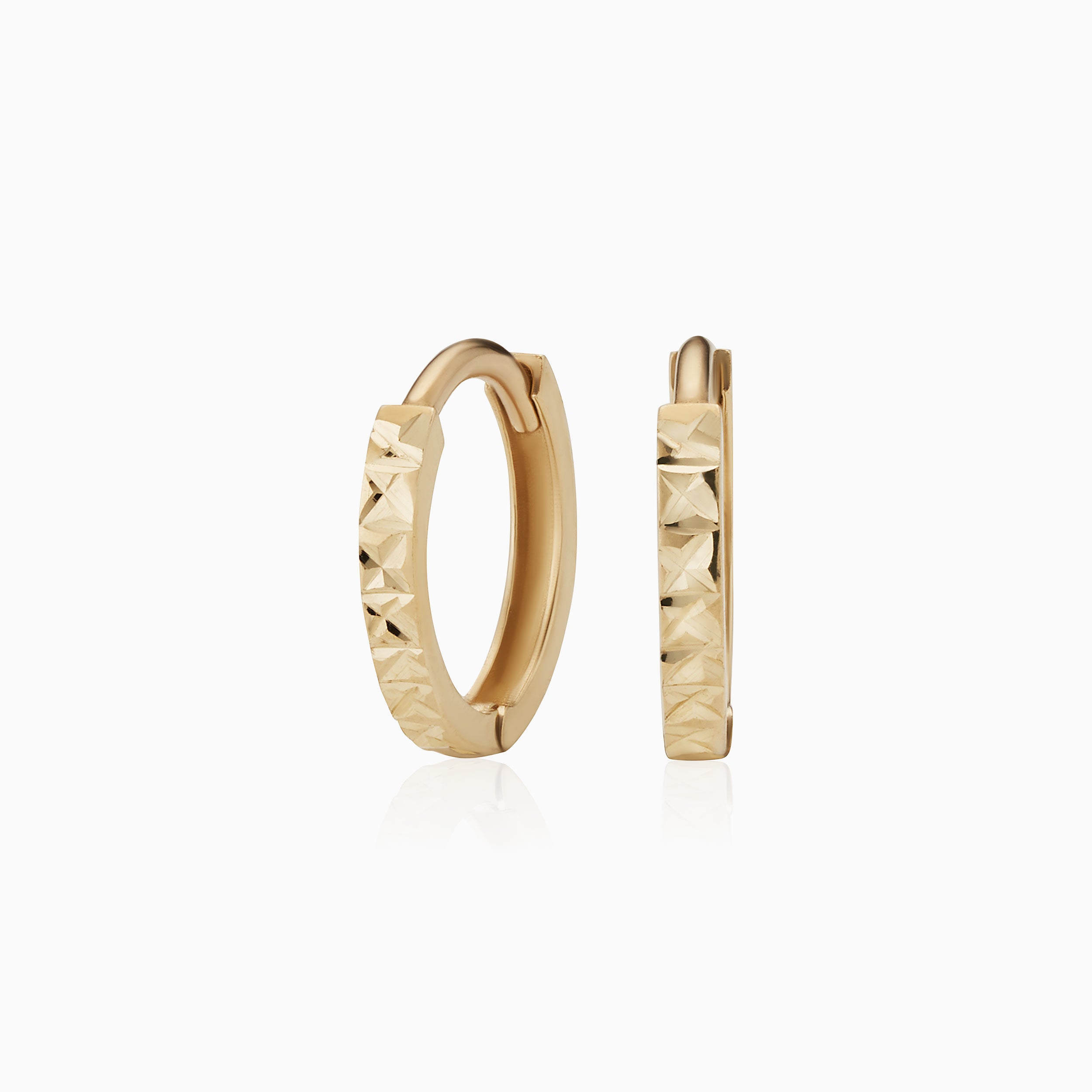 10K Gold Diamond-Cut Mini Hoops