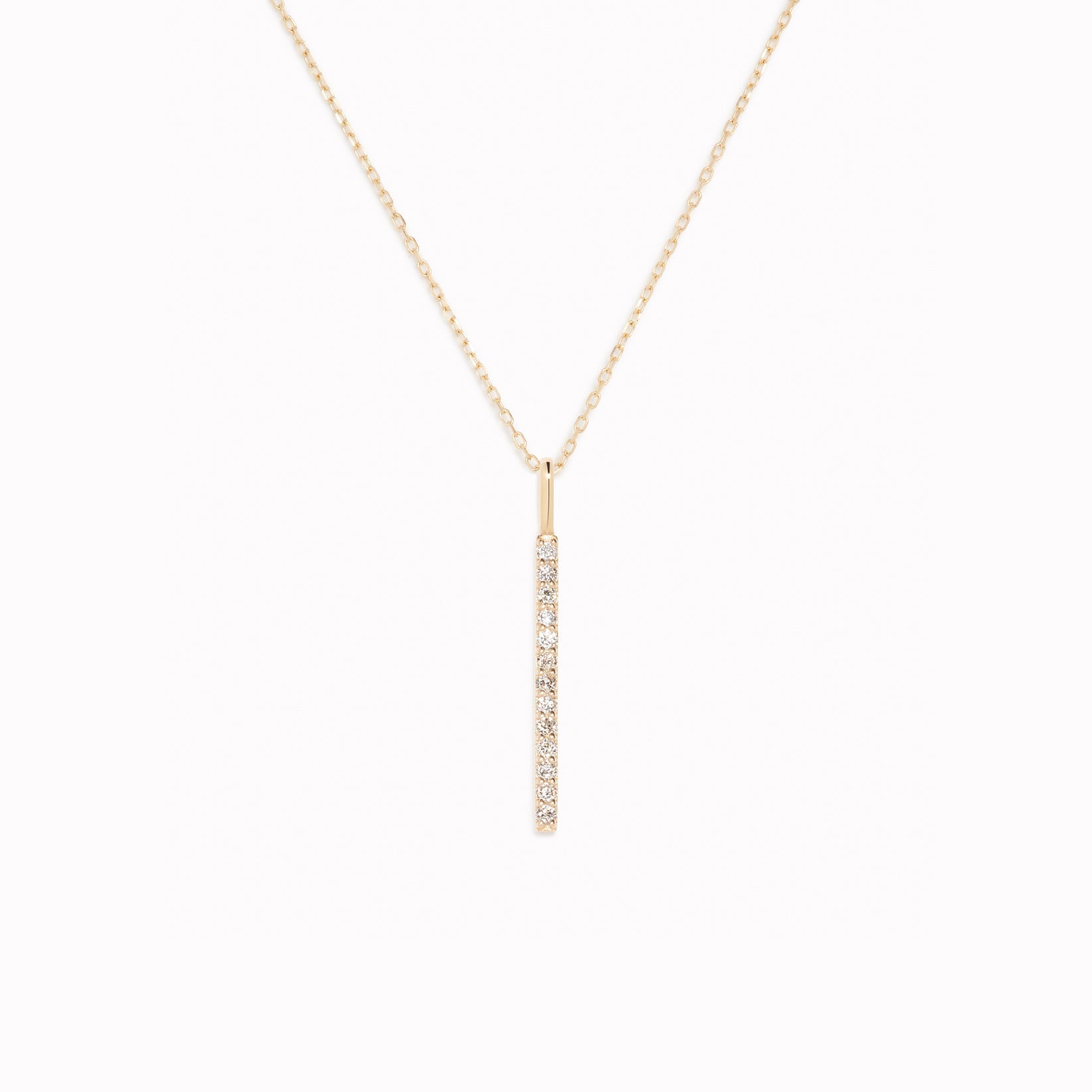 14K Gold Diamond Bar Pendant