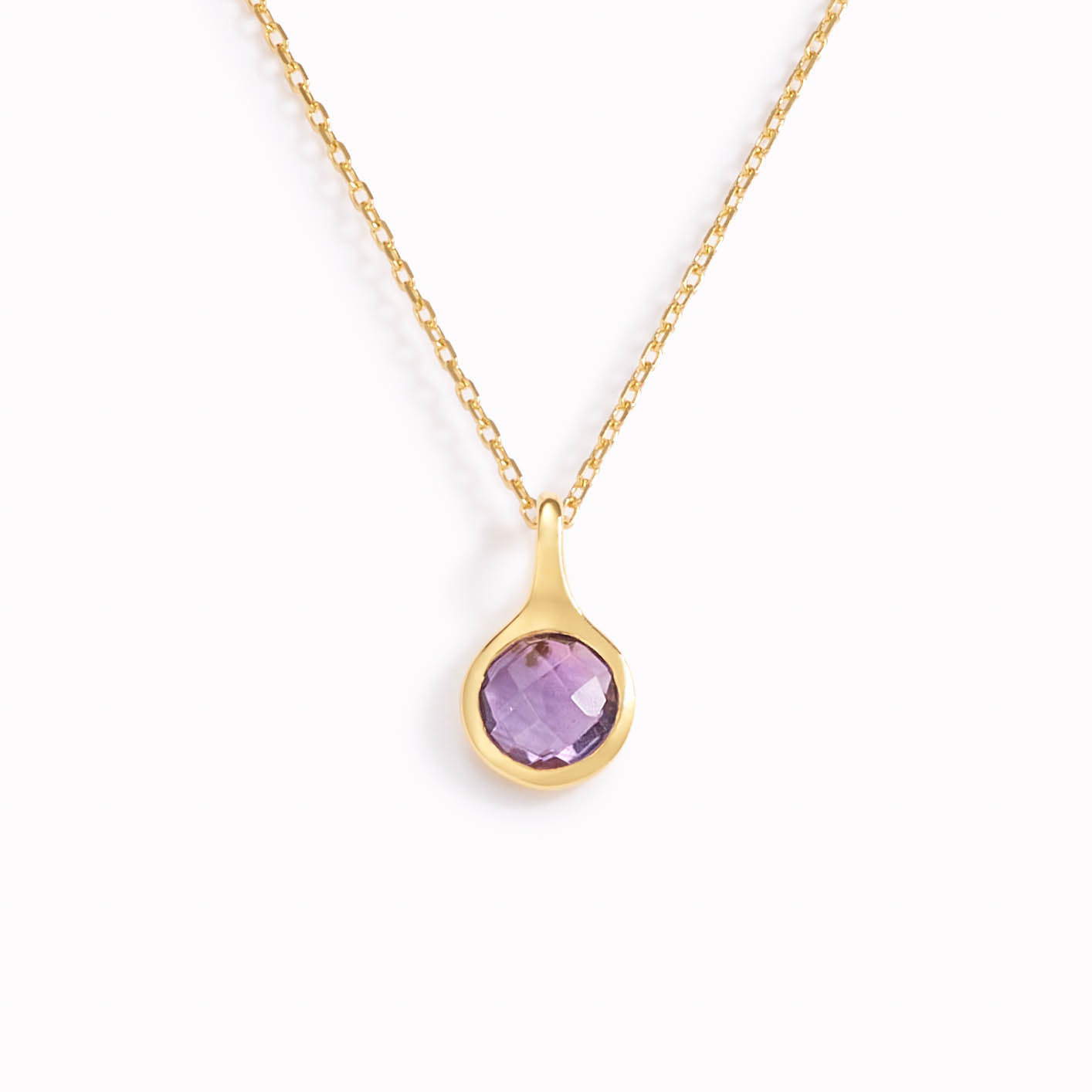 14K Gold Amethyst Everyday Necklace