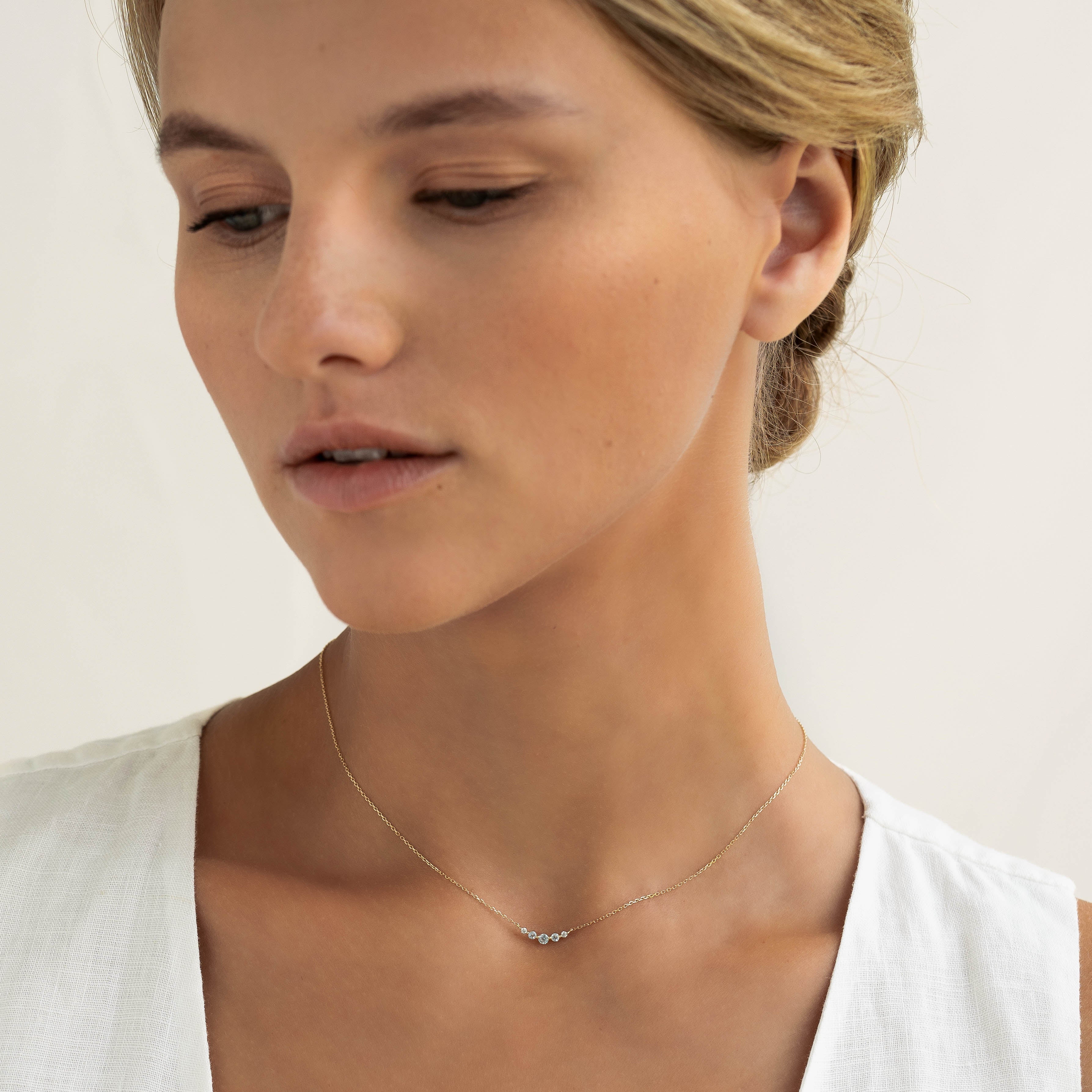 14K Gold Ginevra Graduated Gemstone Necklace