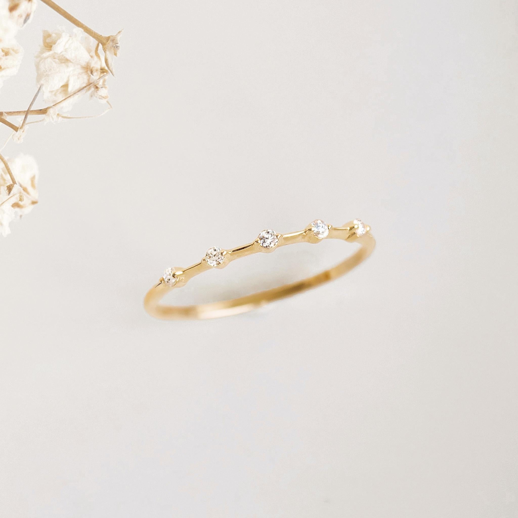 14K Gold Five-Stone Diamond Band Ring