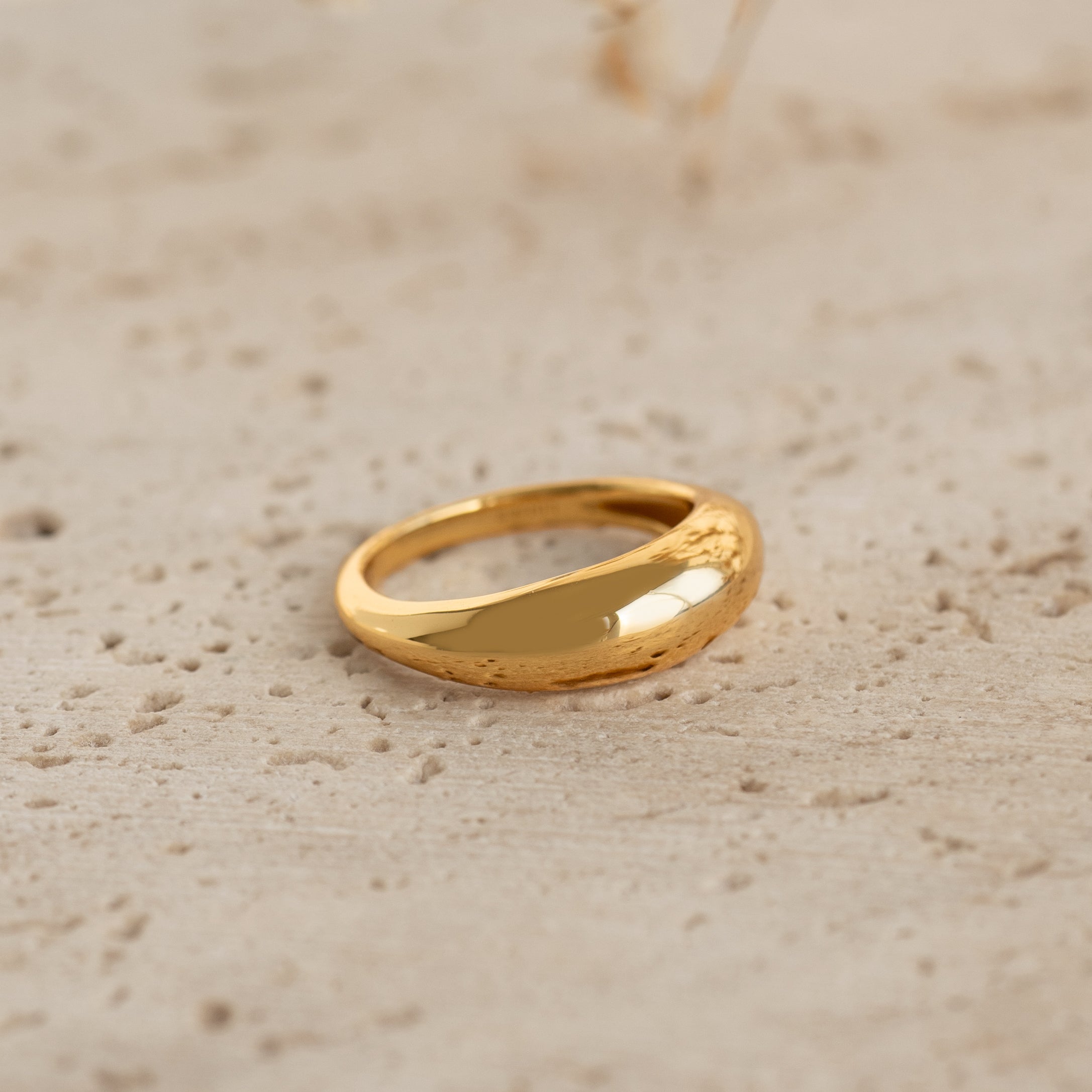 14K Gold Puffy Tapered Statement Ring