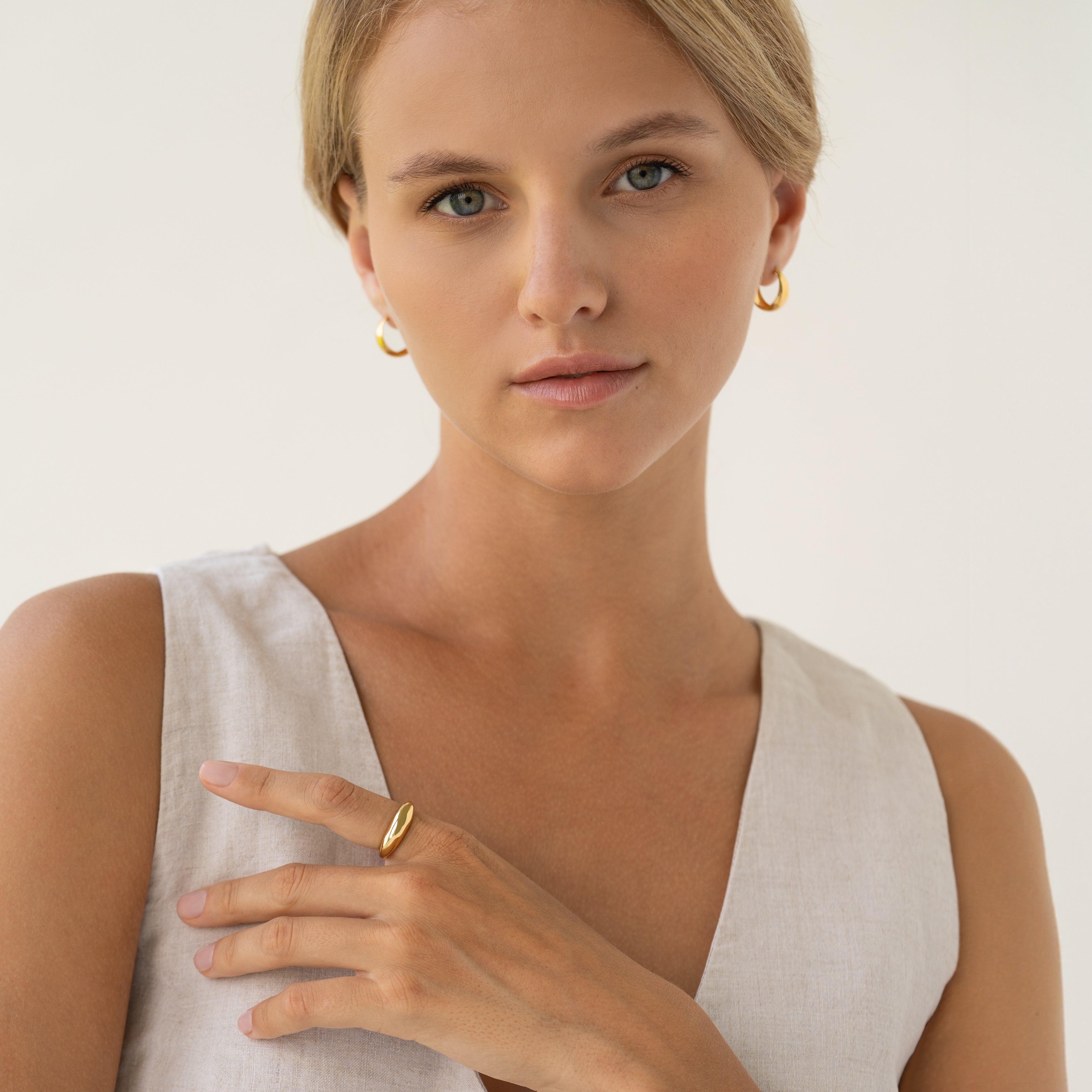14K Gold Puffy Tapered Statement Ring