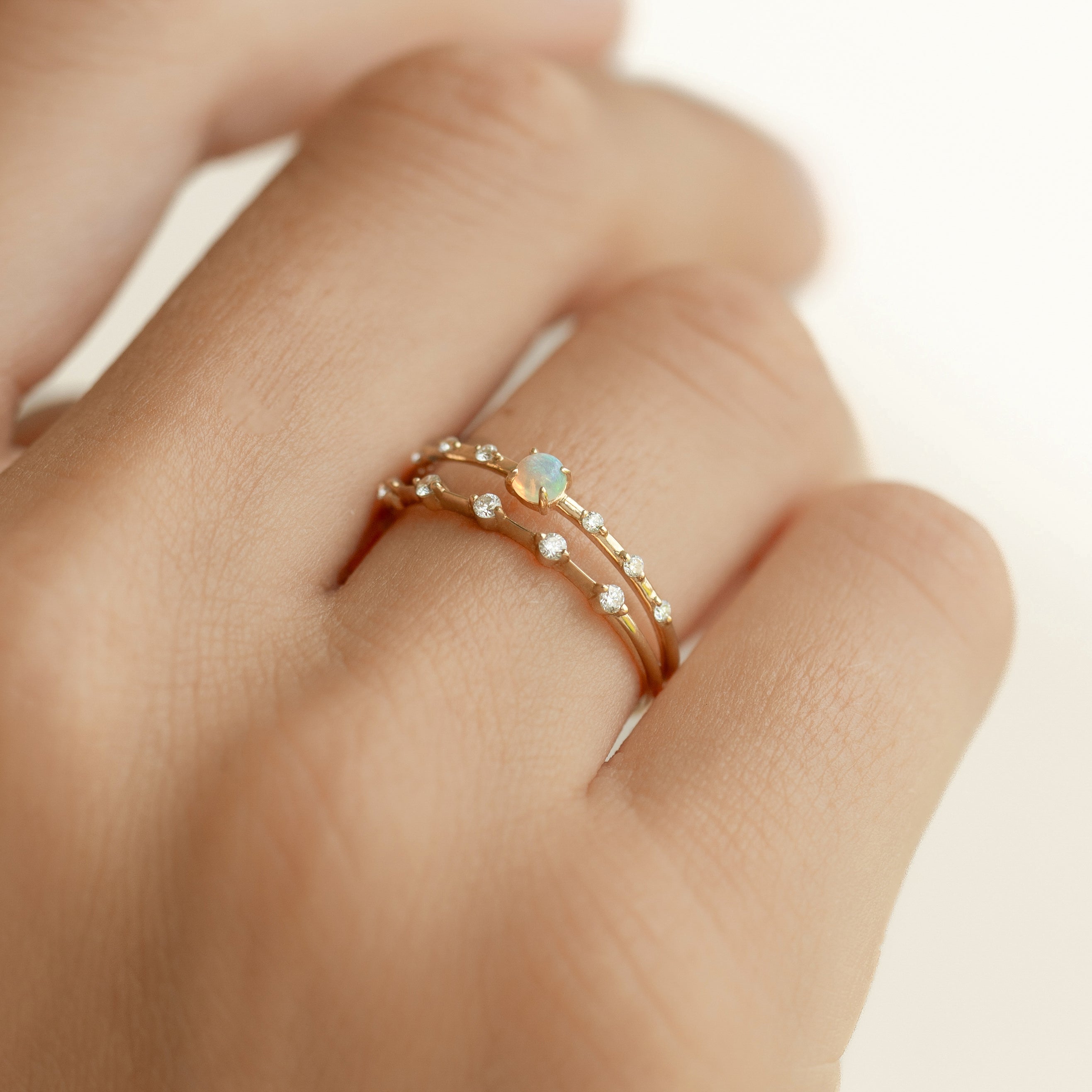 14K Gold Opal and Diamond Ring