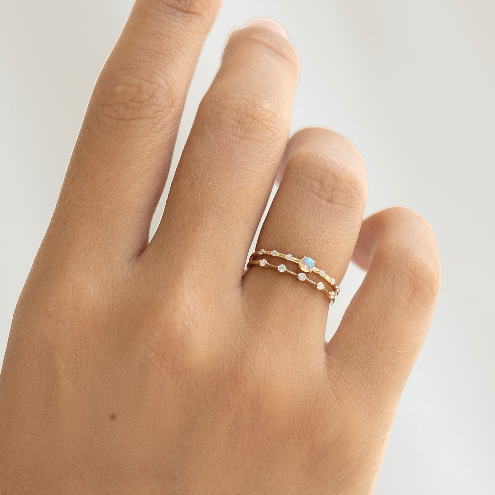 14K Gold Opal and Diamond Ring